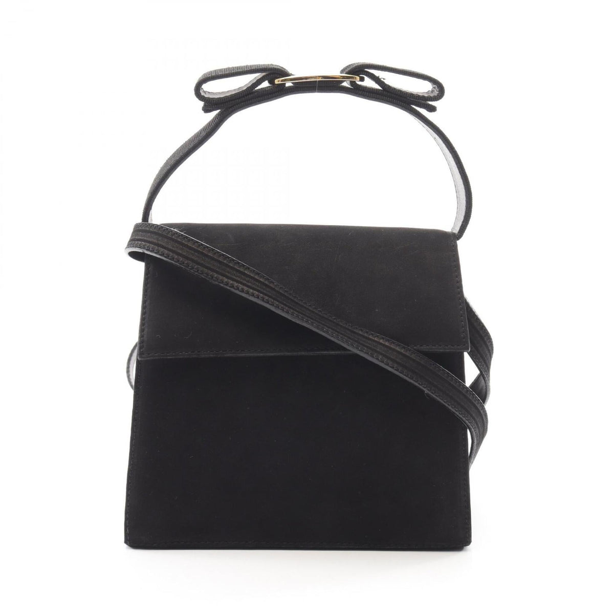 Salvatore Ferragamo Black Suede Handbag (Pre-Owned)