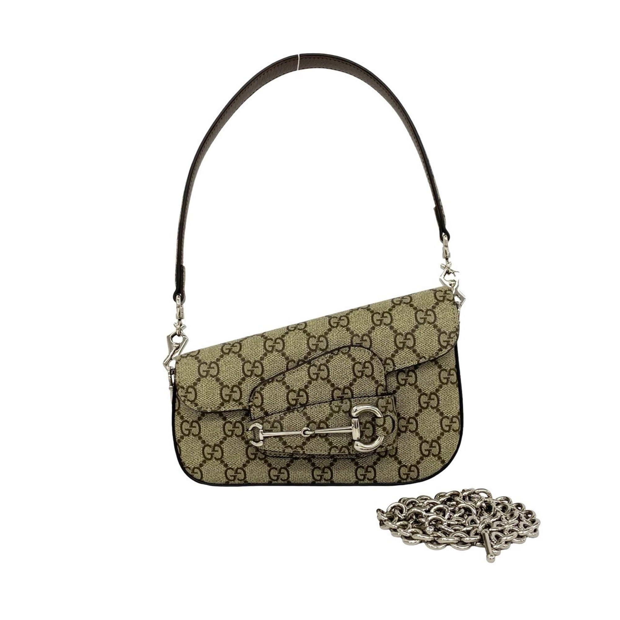 Gucci Brown Leather Pvc Handbag Shoulder Bag (Pre-Owned)