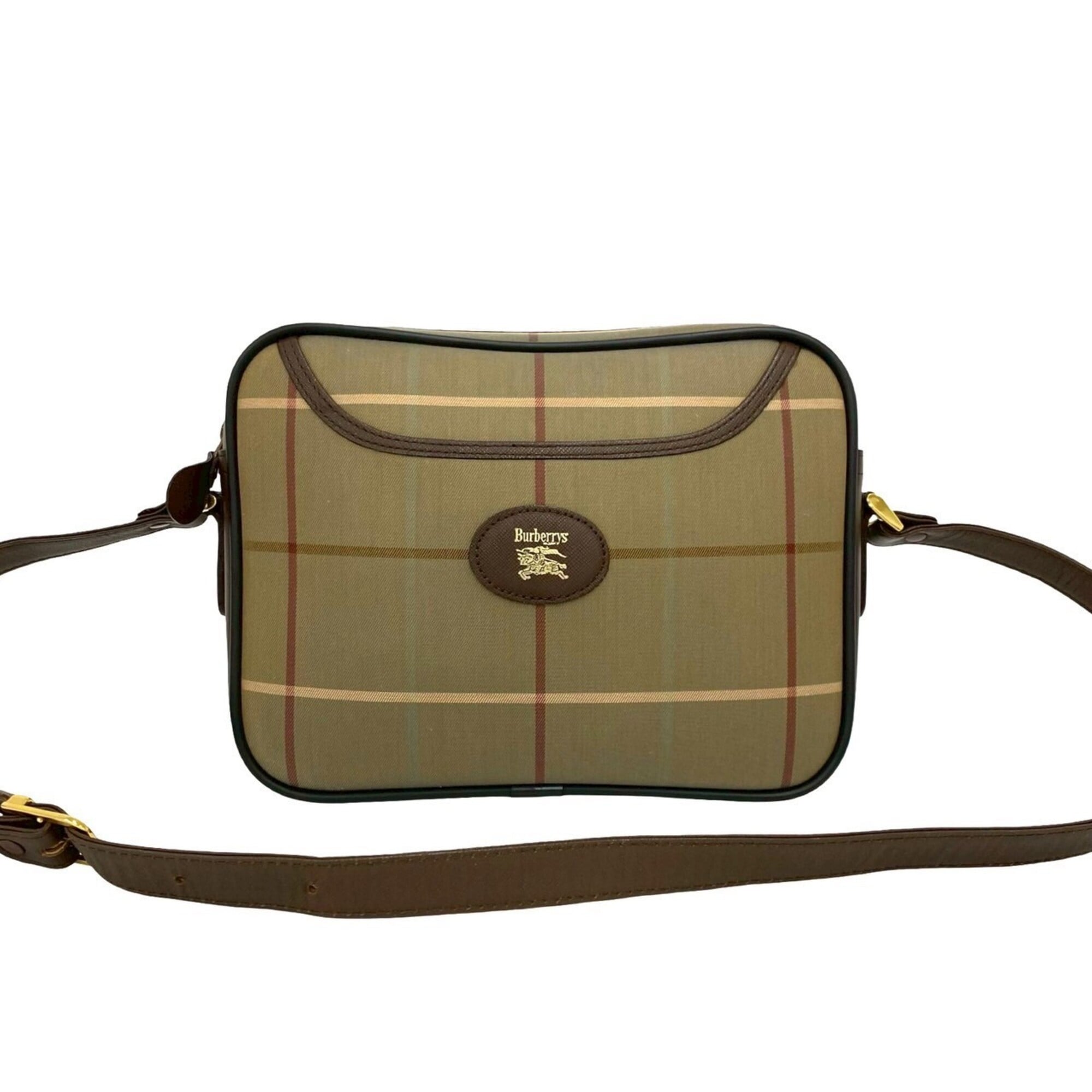 Burberry Brown Khaki Canvas Leather Shoulder Bag (Pre-Owned)