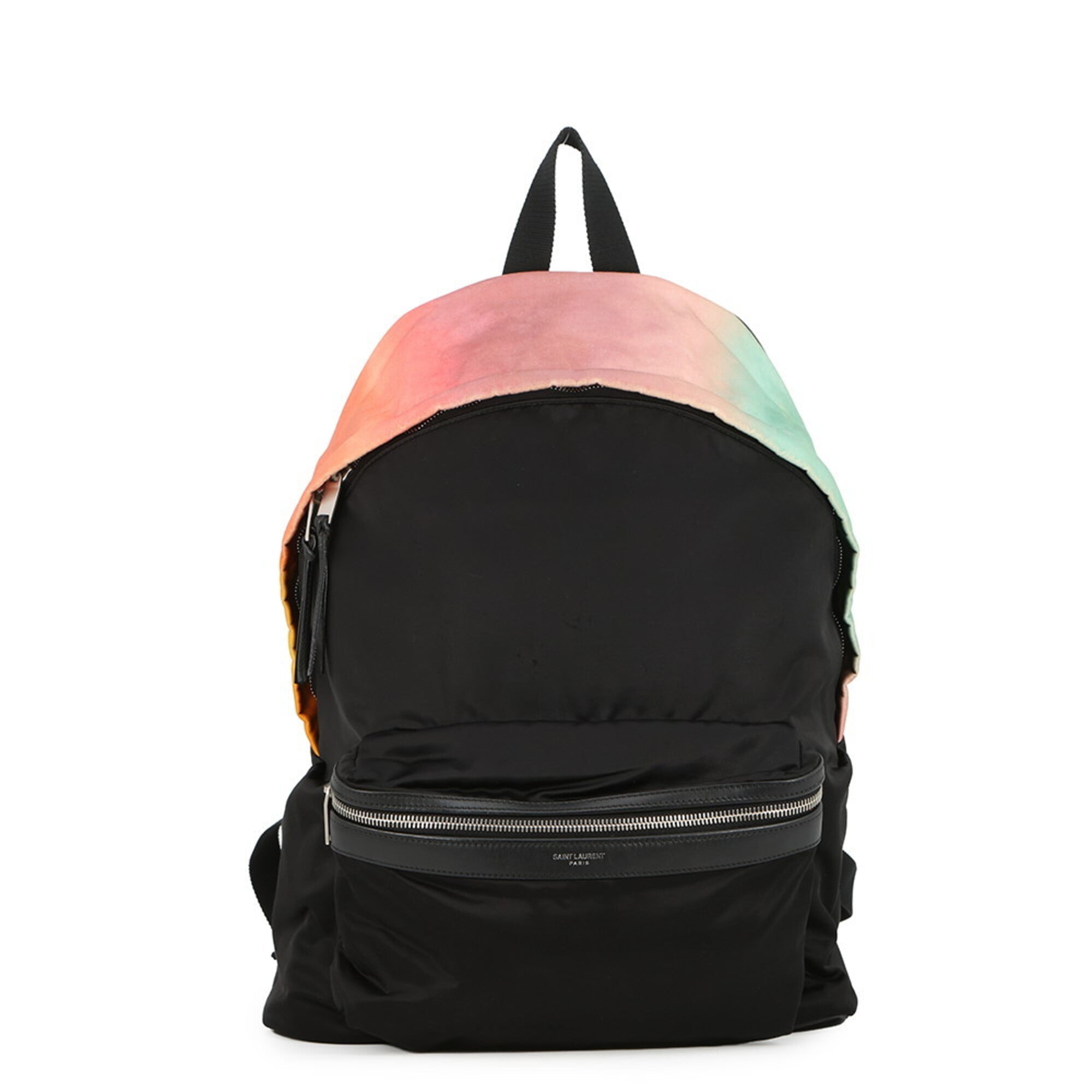 Yves Saint Laurent Black Multi-Color Nylon Backpack Handbag (Pre-Owned)