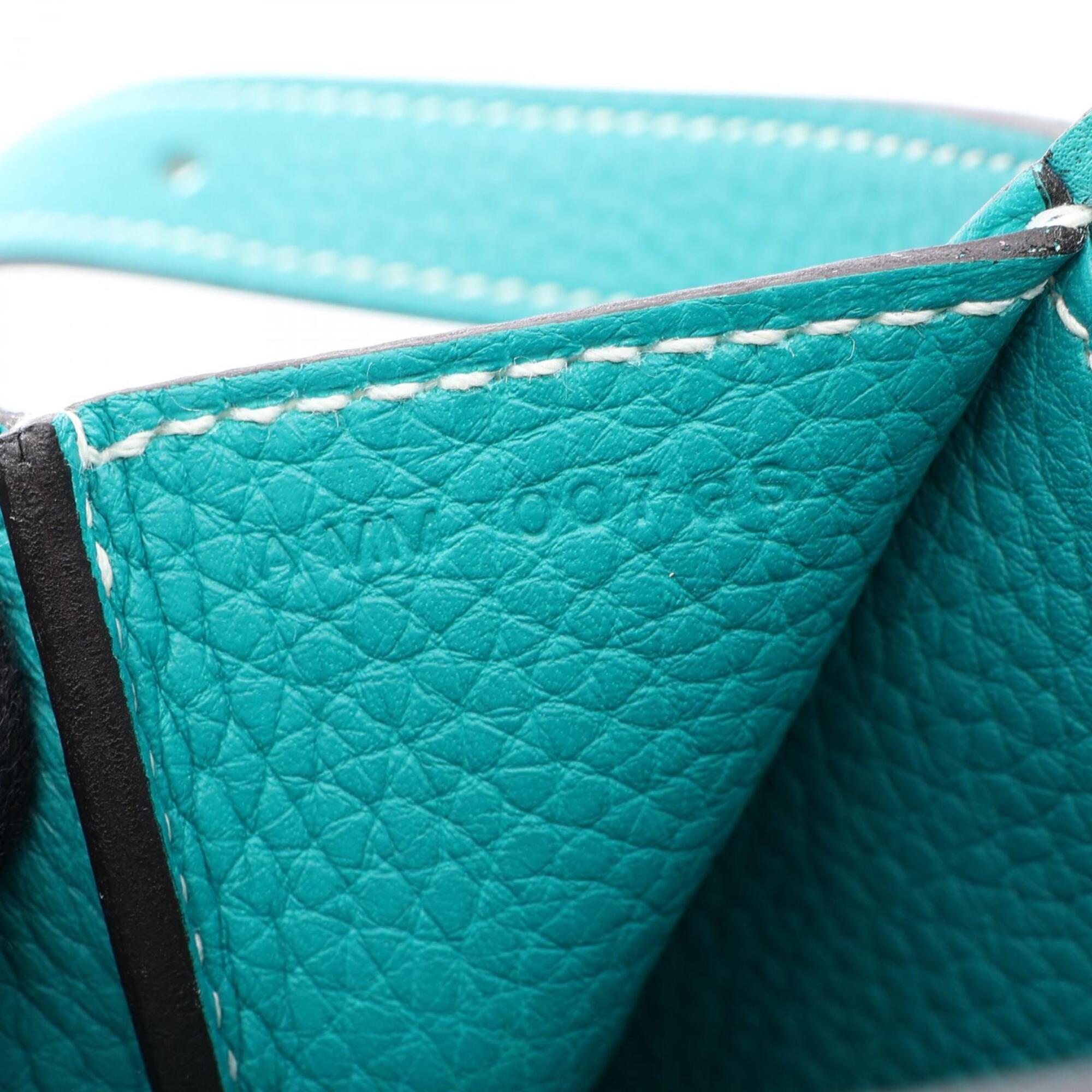 Hermes Blue Green Taurillon Clemence Leather Handbag (Pre-Owned)
