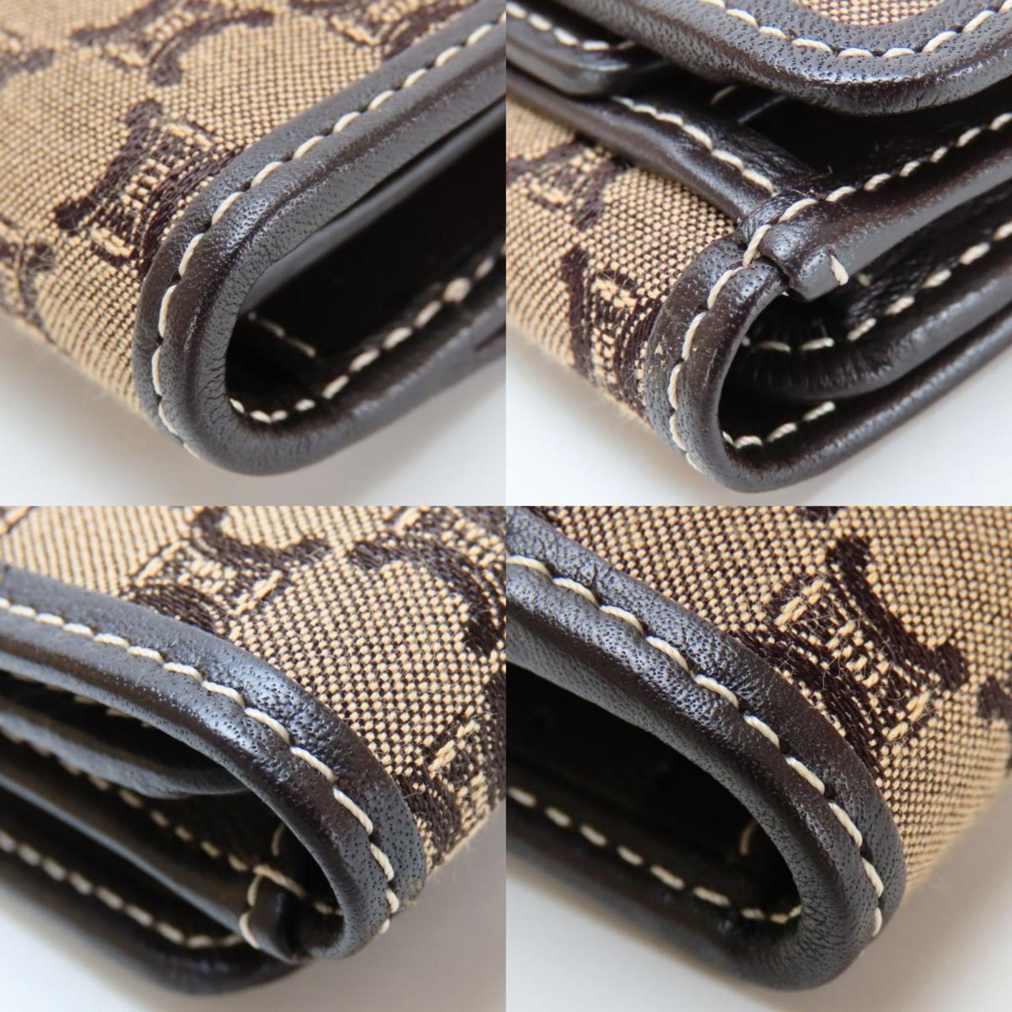 Celine Macadam Beige Dark Brown Canvas Leather Wallet (Bi-Fold) (Pre-Owned)