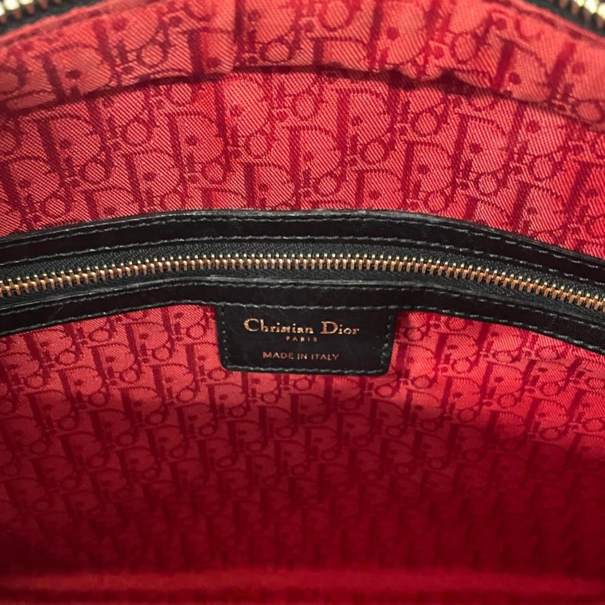 Christian Dior Lady Dior Black Leather Handbag (Pre-Owned)