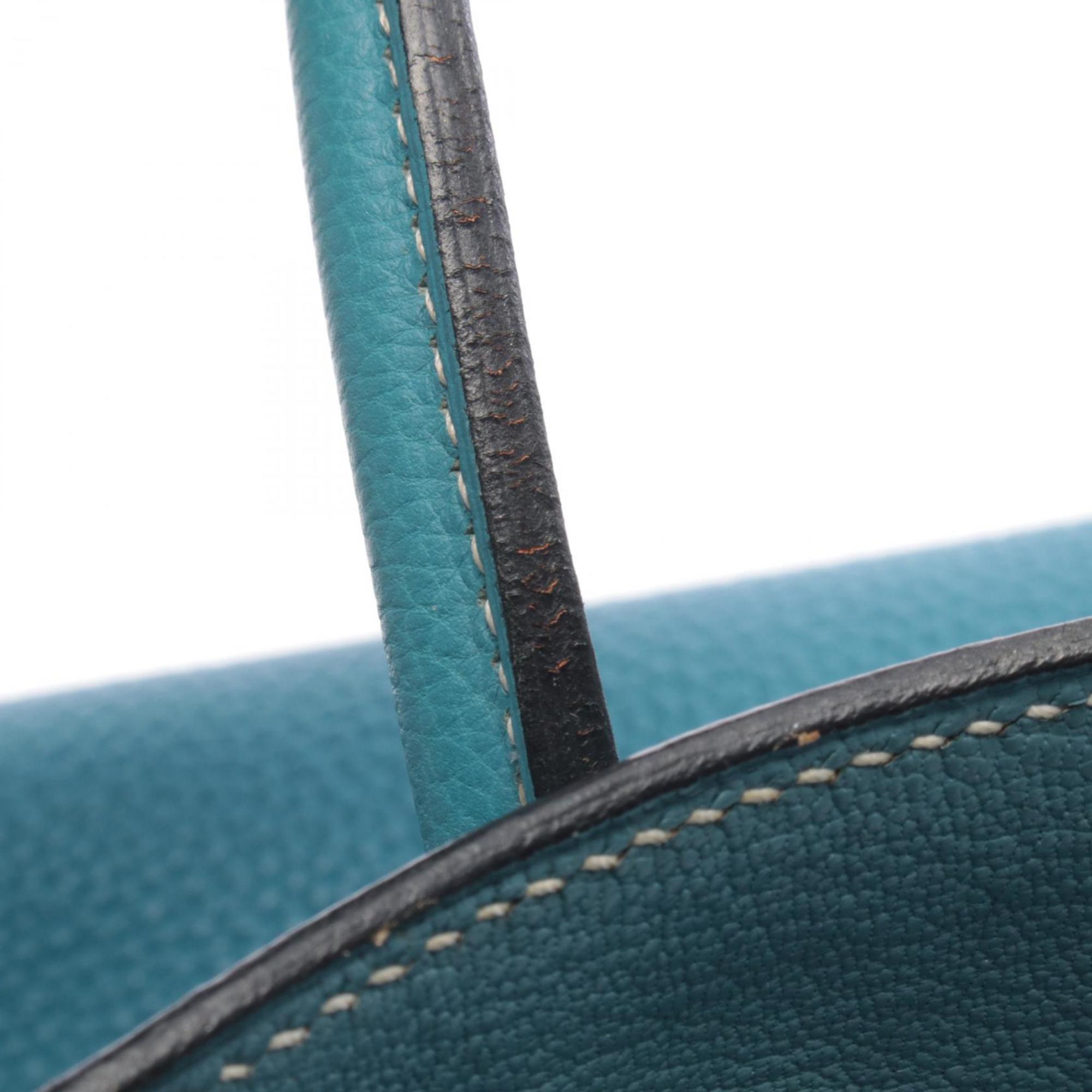 Hermes Blue Blue Jean Togo Leather Handbag (Pre-Owned)