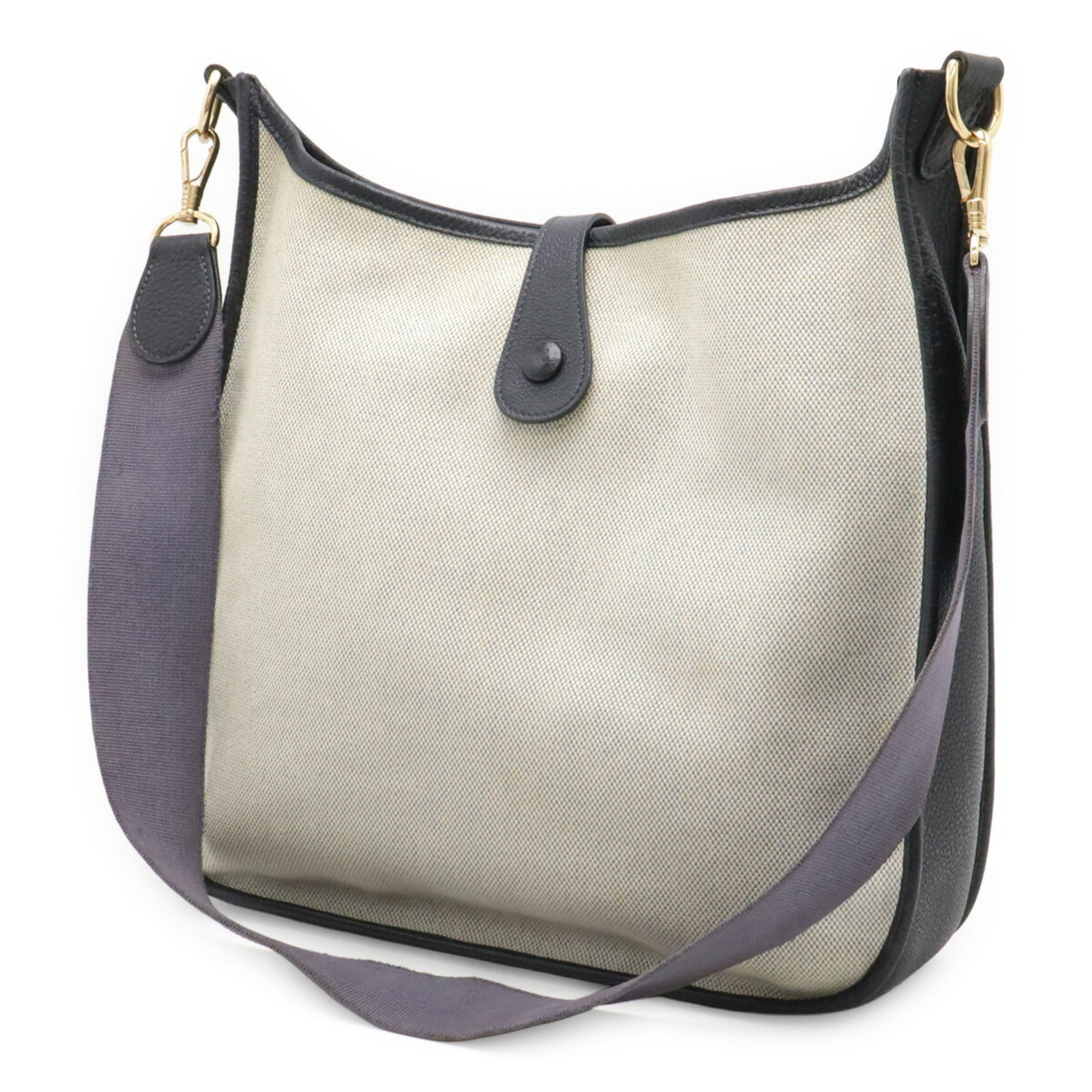 Hermes Natural Navy Toile H Shoulder Bag (Pre-Owned)
