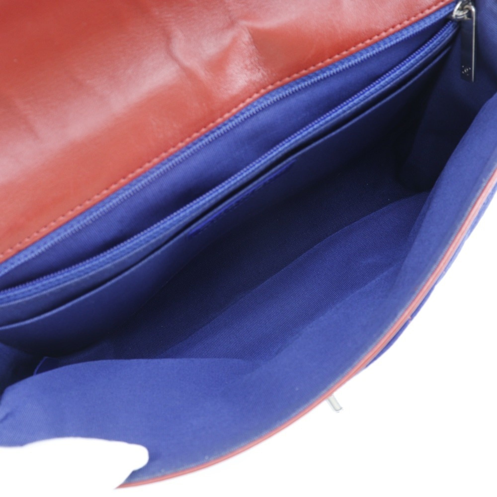 Chanel Navy Red Color Cotton Shoulder Bag (Pre-Owned)