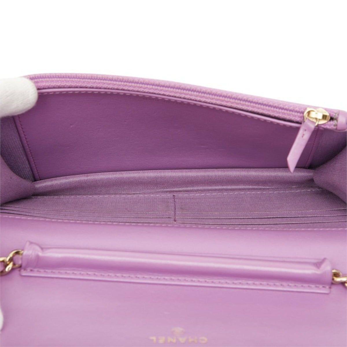 Chanel Purple Grained Calfskin Pochette Shoulder Bag (Pre-Owned)