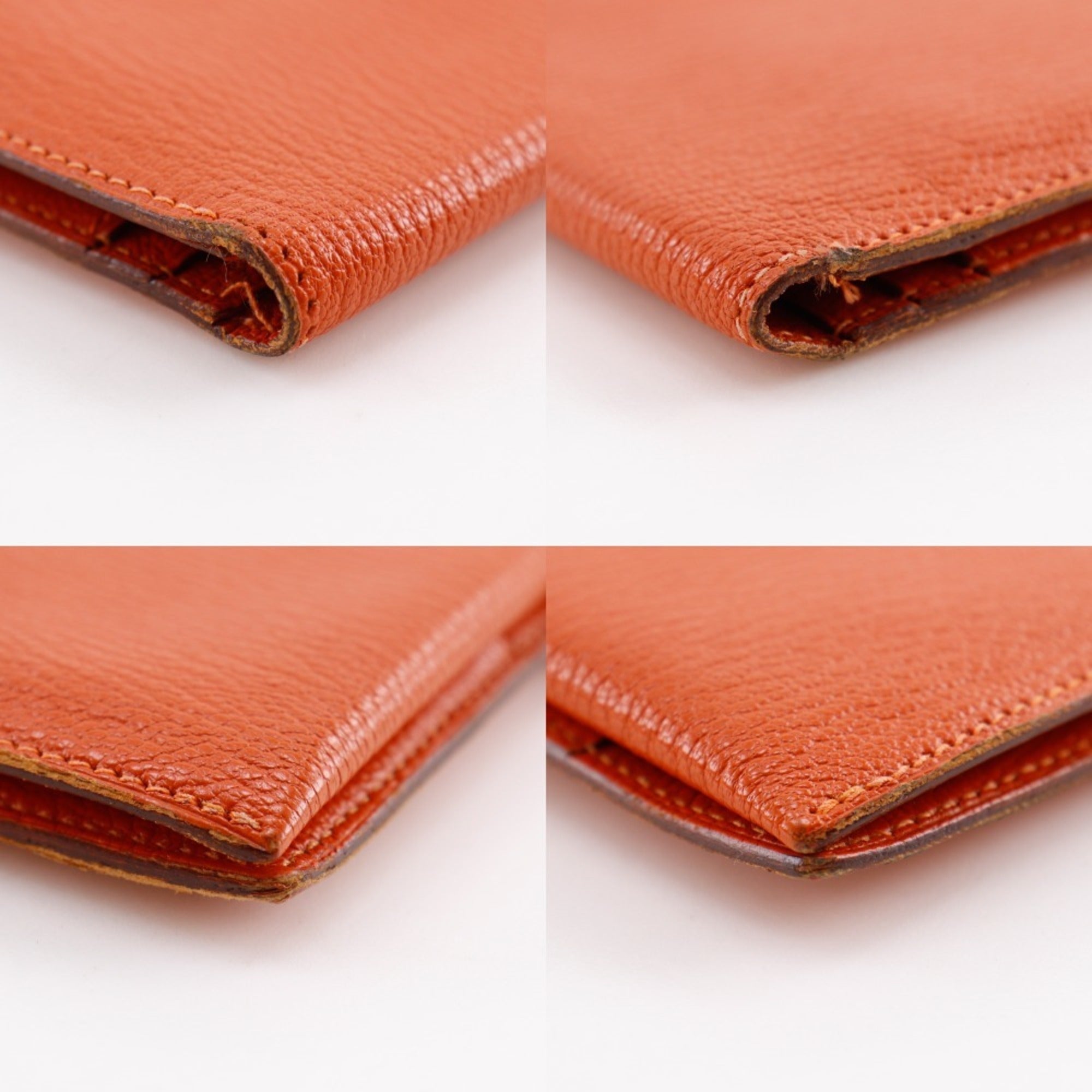 Hermes Orange Chevre Leather Long Wallet (Bi-Fold) (Pre-Owned)