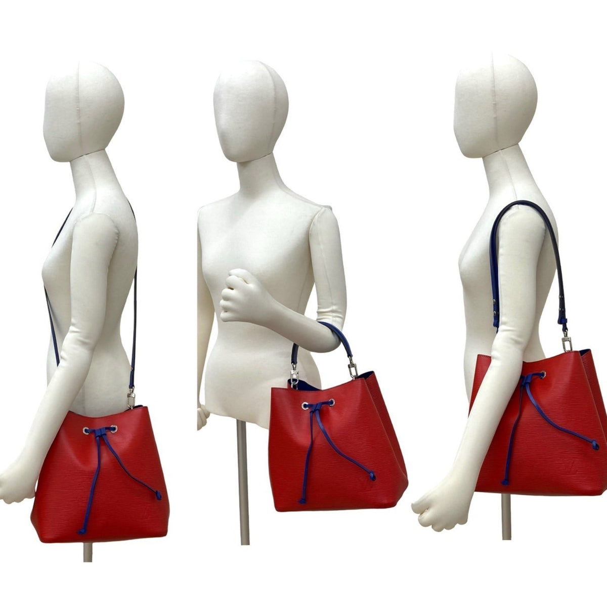 Louis Vuitton Blue Red Color Leather Handbag Shoulder Bag (Pre-Owned)