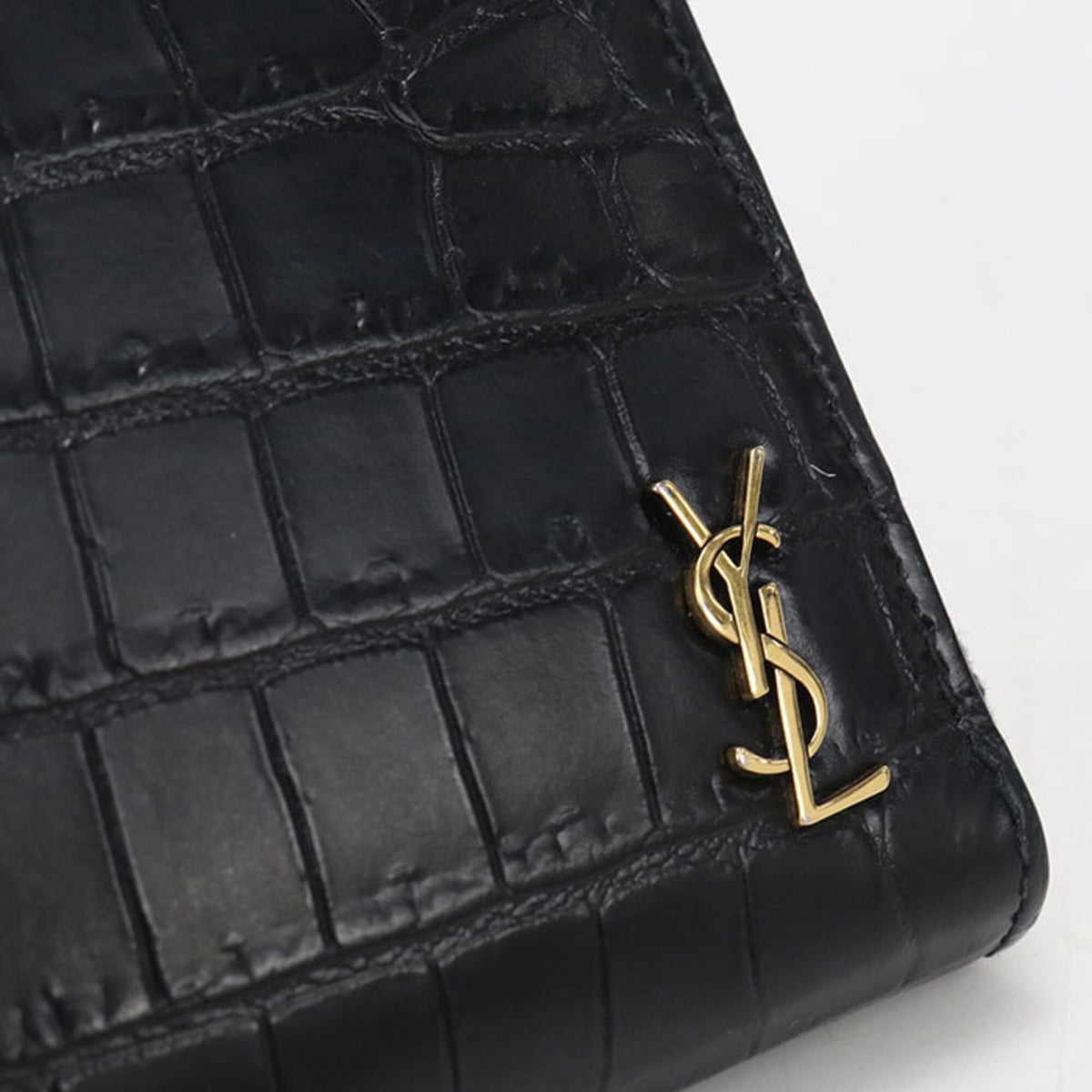 Saint Laurent Black Leather Long Wallet (Bi-Fold) (Pre-Owned)