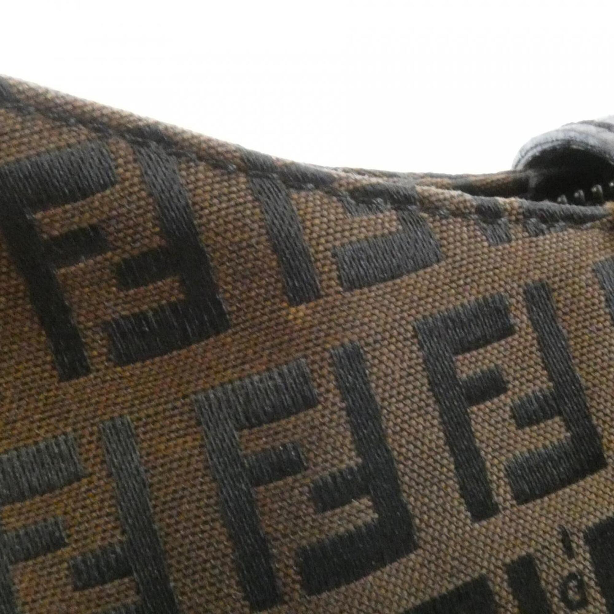 Fendi Black Brown Canvas Shoulder Bag (Pre-Owned)