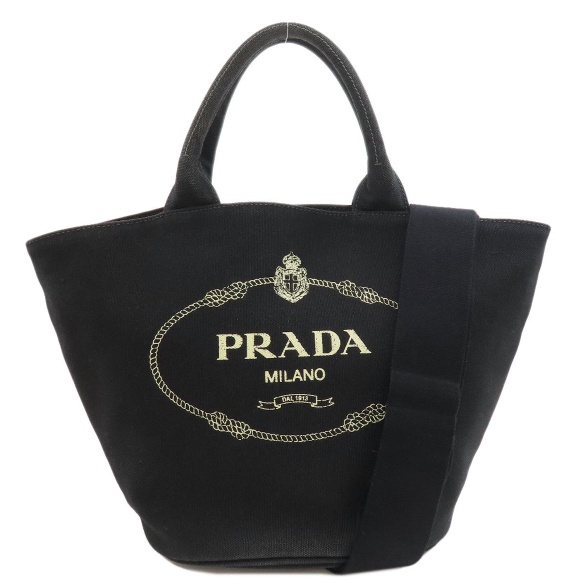 Prada Canapa Black Canvas Handbag (Pre-Owned)