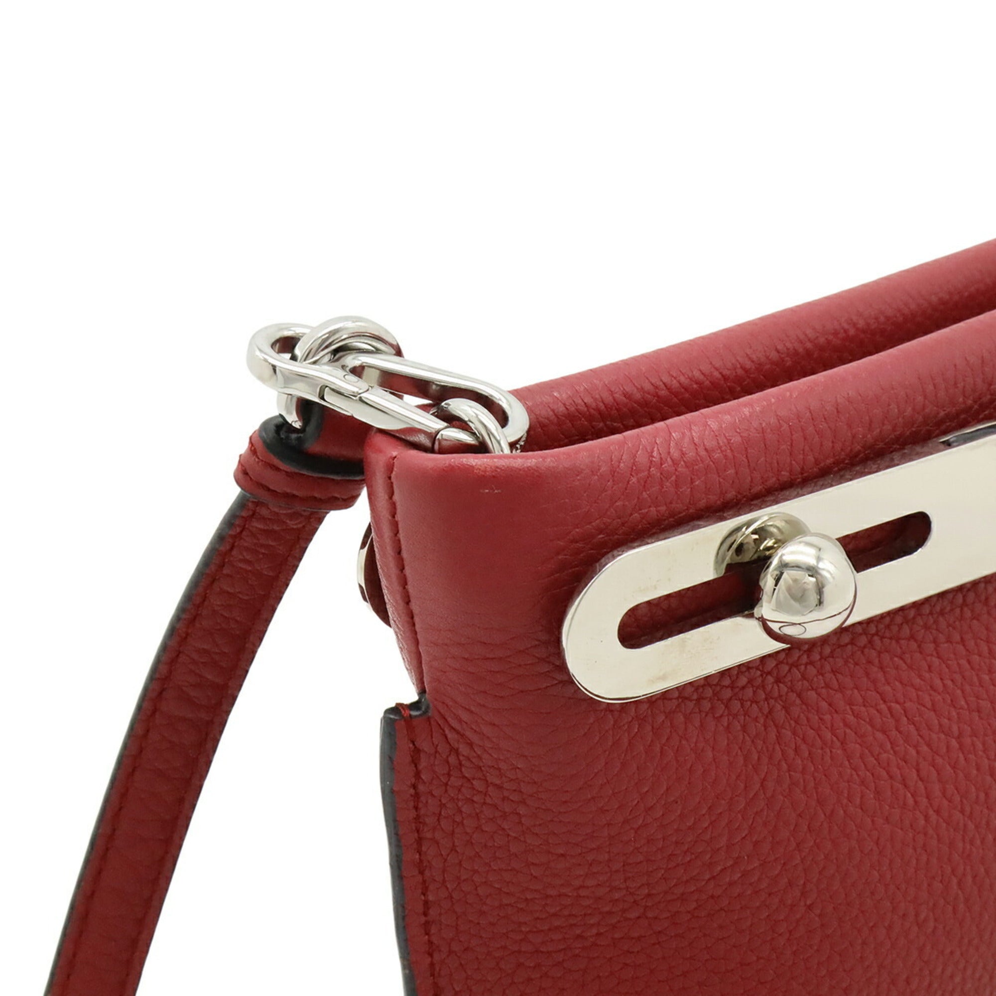 Loewe Pink Red Red Color Leather Clutch Bag Shoulder Bag (Pre-Owned)