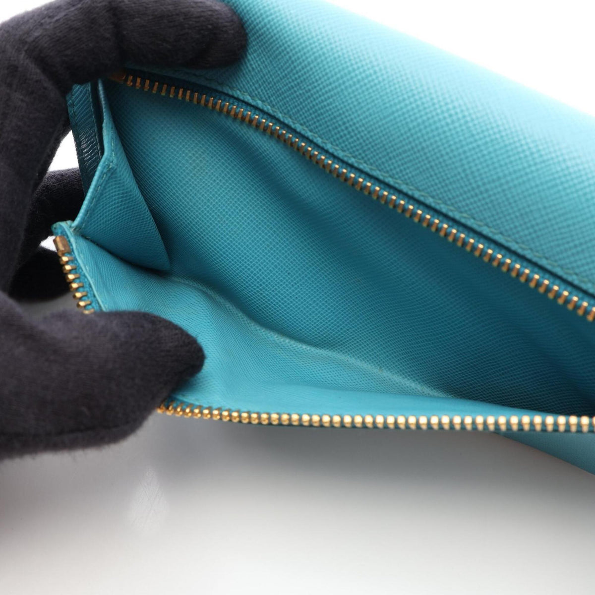 Prada Blue Leather Long Wallet (Bi-Fold) (Pre-Owned)