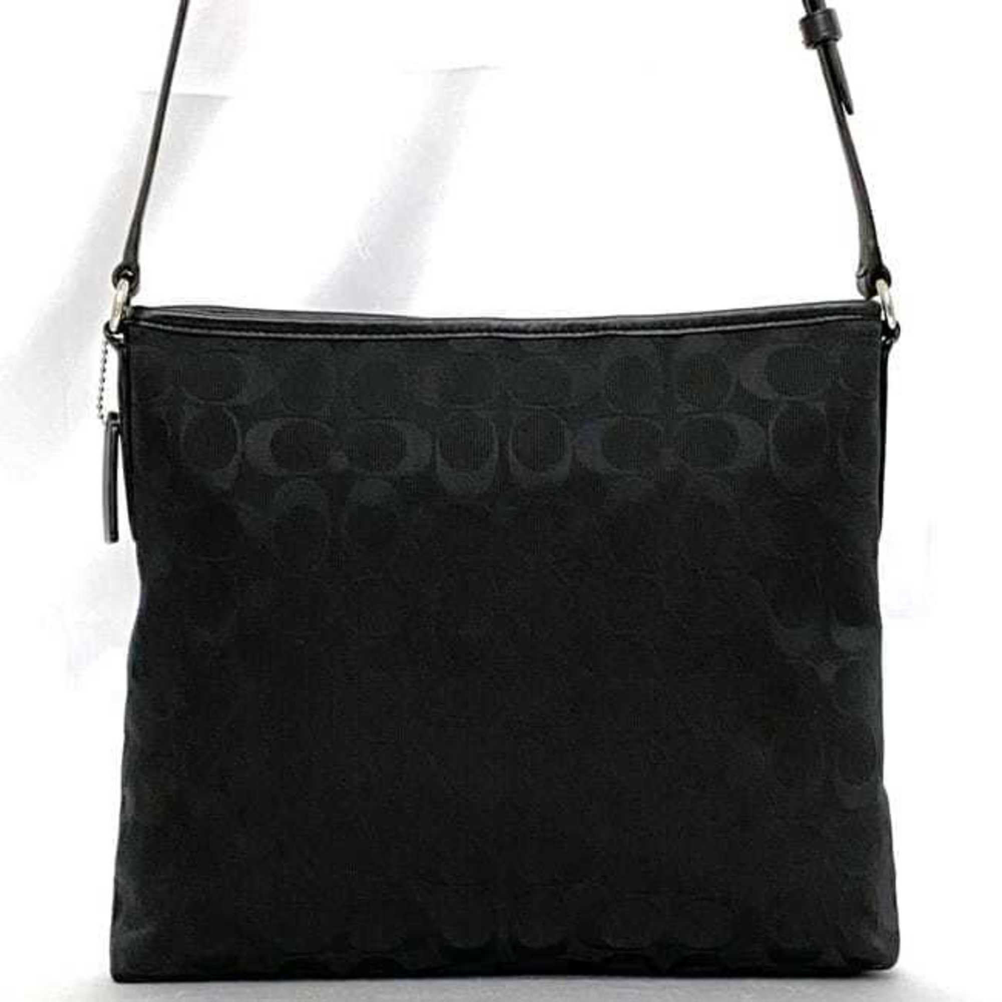 Coach Black Canvas Leather Shoulder Bag (Pre-Owned)