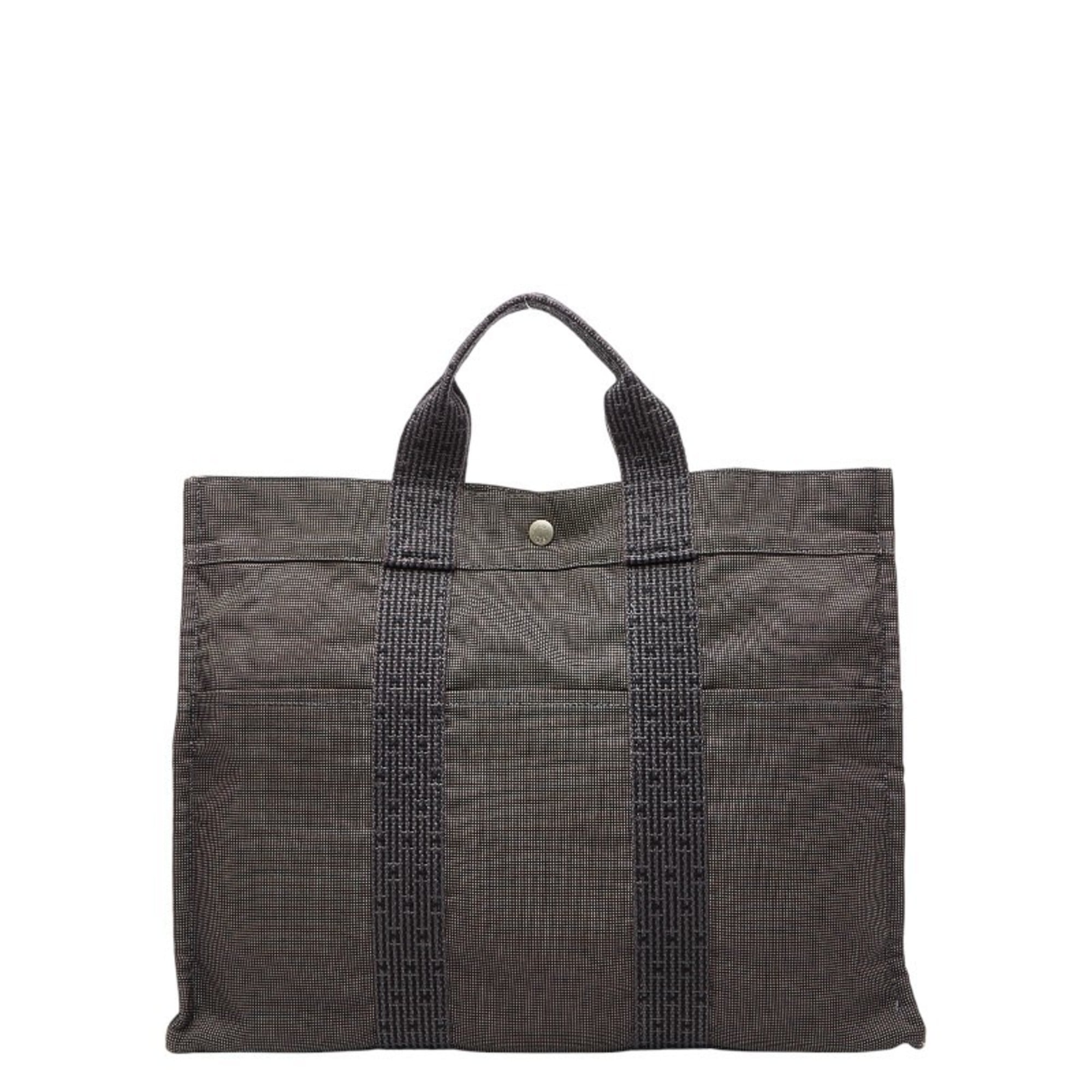 Hermes Gray Canvas Handbag Tote Bag (Pre-Owned)