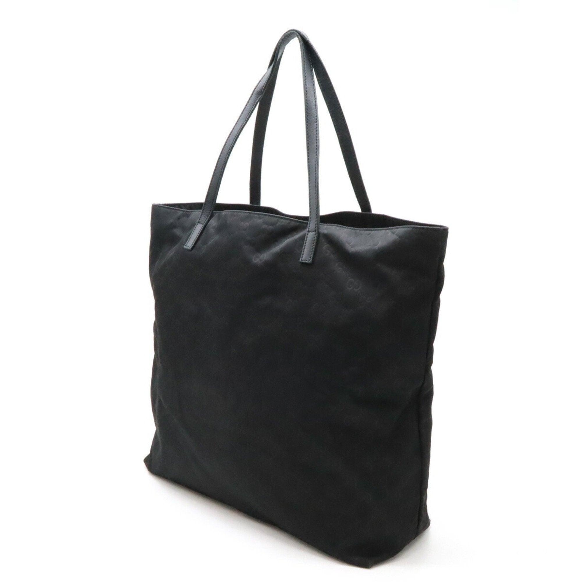 Gucci Black Nylon Leather Shoulder Bag Tote Bag (Pre-Owned)