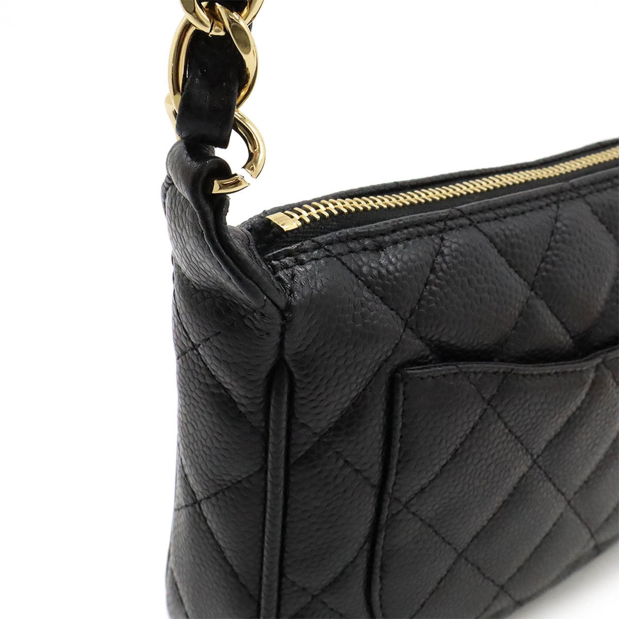 Chanel Black Caviar Leather Shoulder Bag (Pre-Owned)