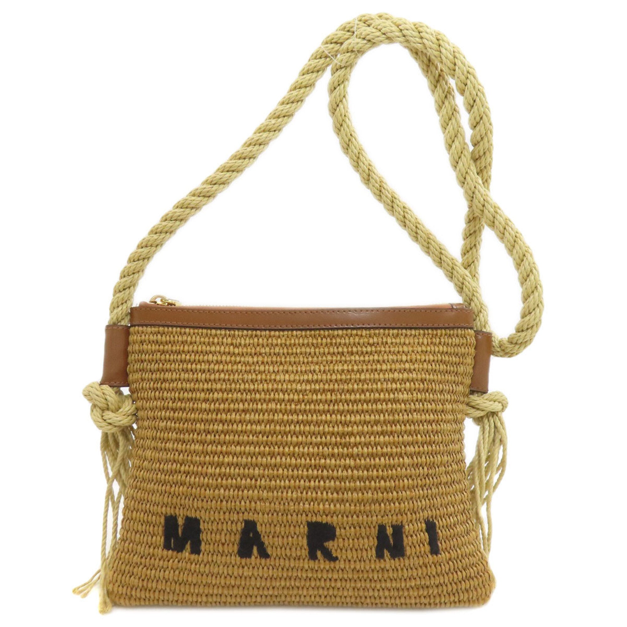 Marni Brown Raffia Shoulder Bag (Pre-Owned)