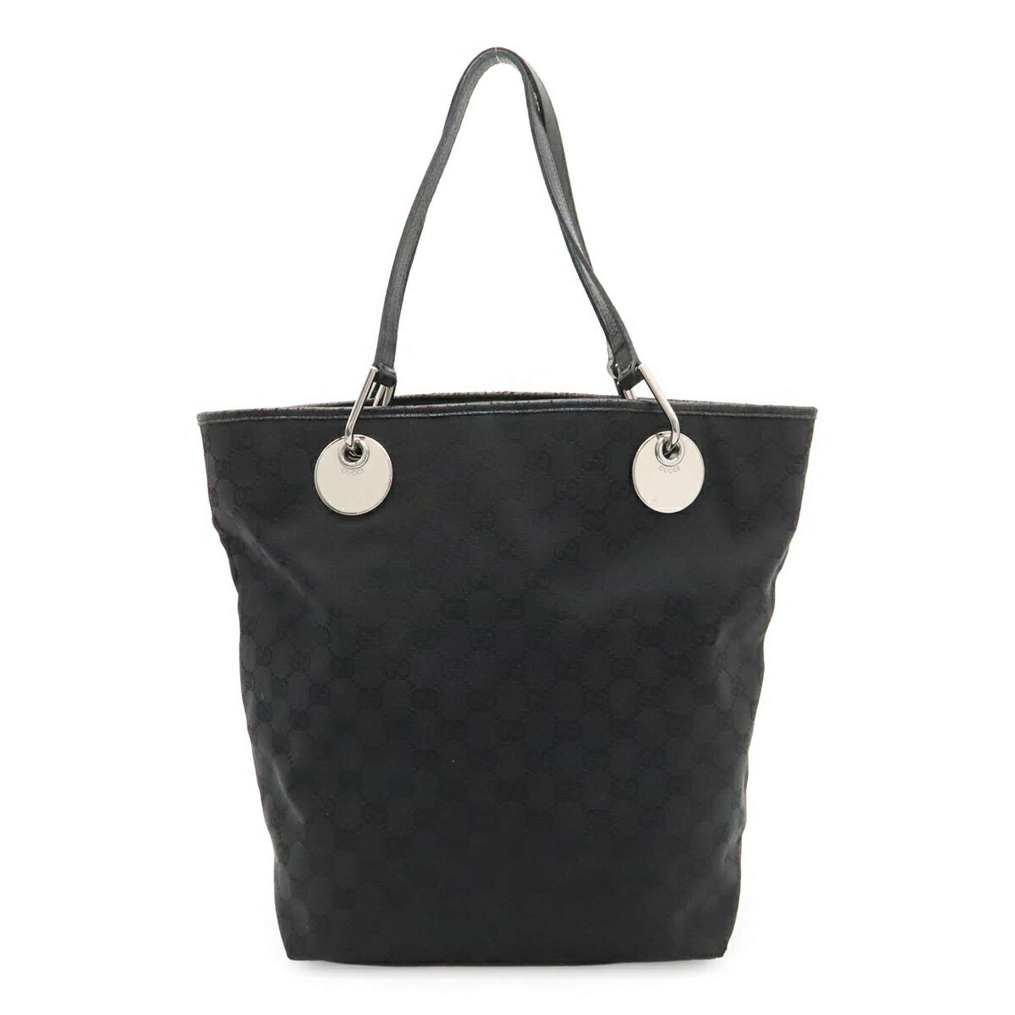 Gucci Black Canvas Leather Shoulder Bag Tote Bag (Pre-Owned)
