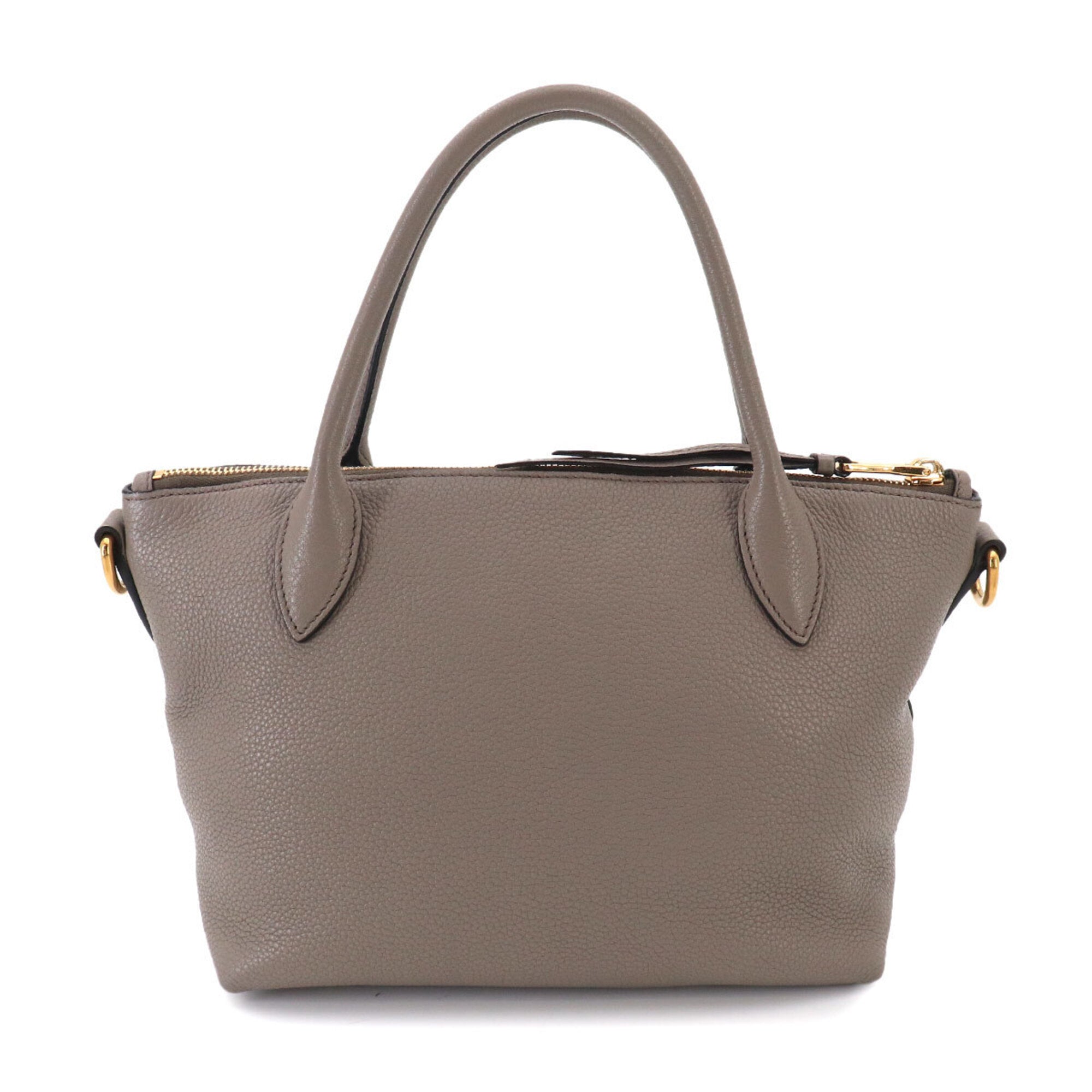 Prada Gray Leather Handbag Shoulder Bag (Pre-Owned)