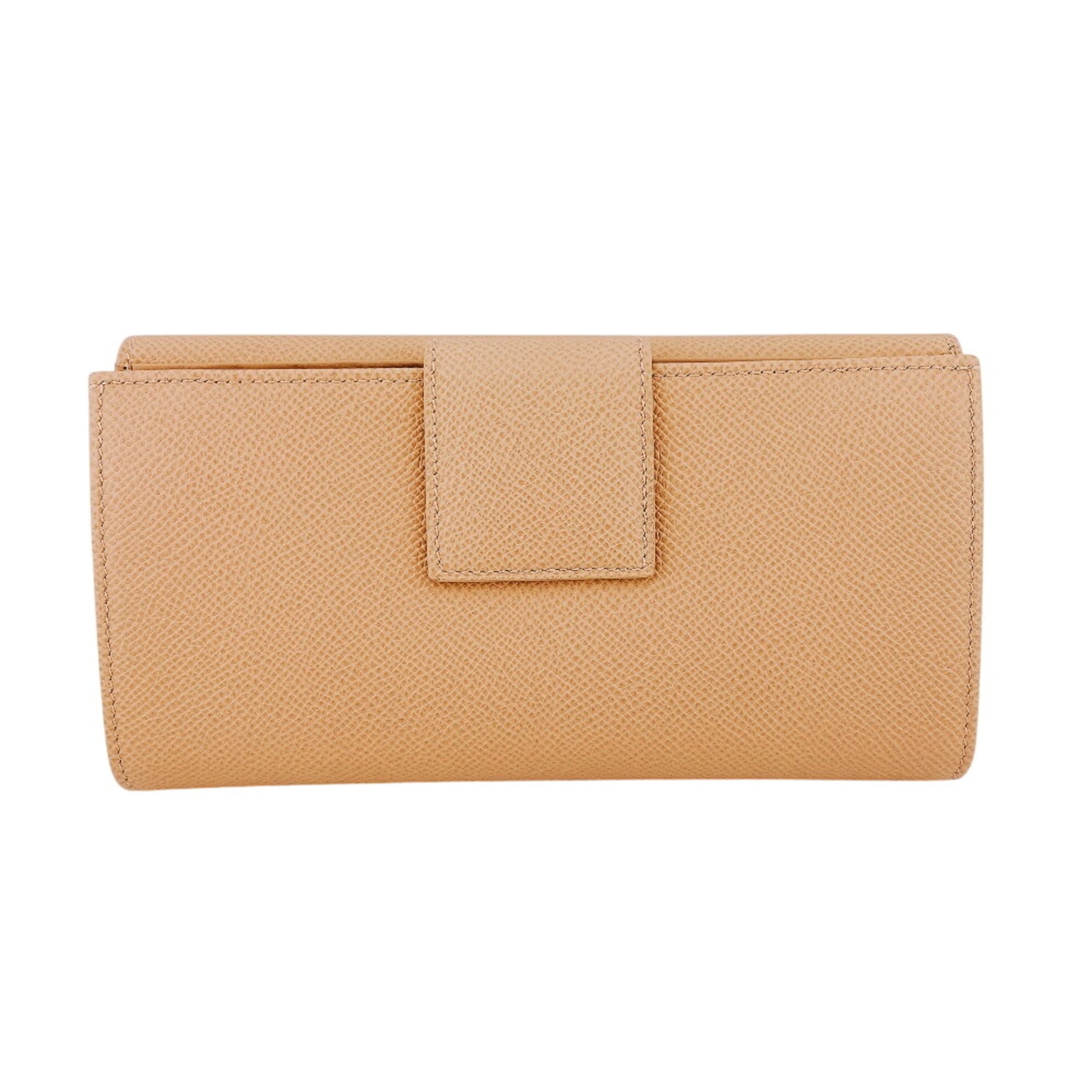 Bvlgari Beige Leather Long Wallet (Bi-Fold) (Pre-Owned)