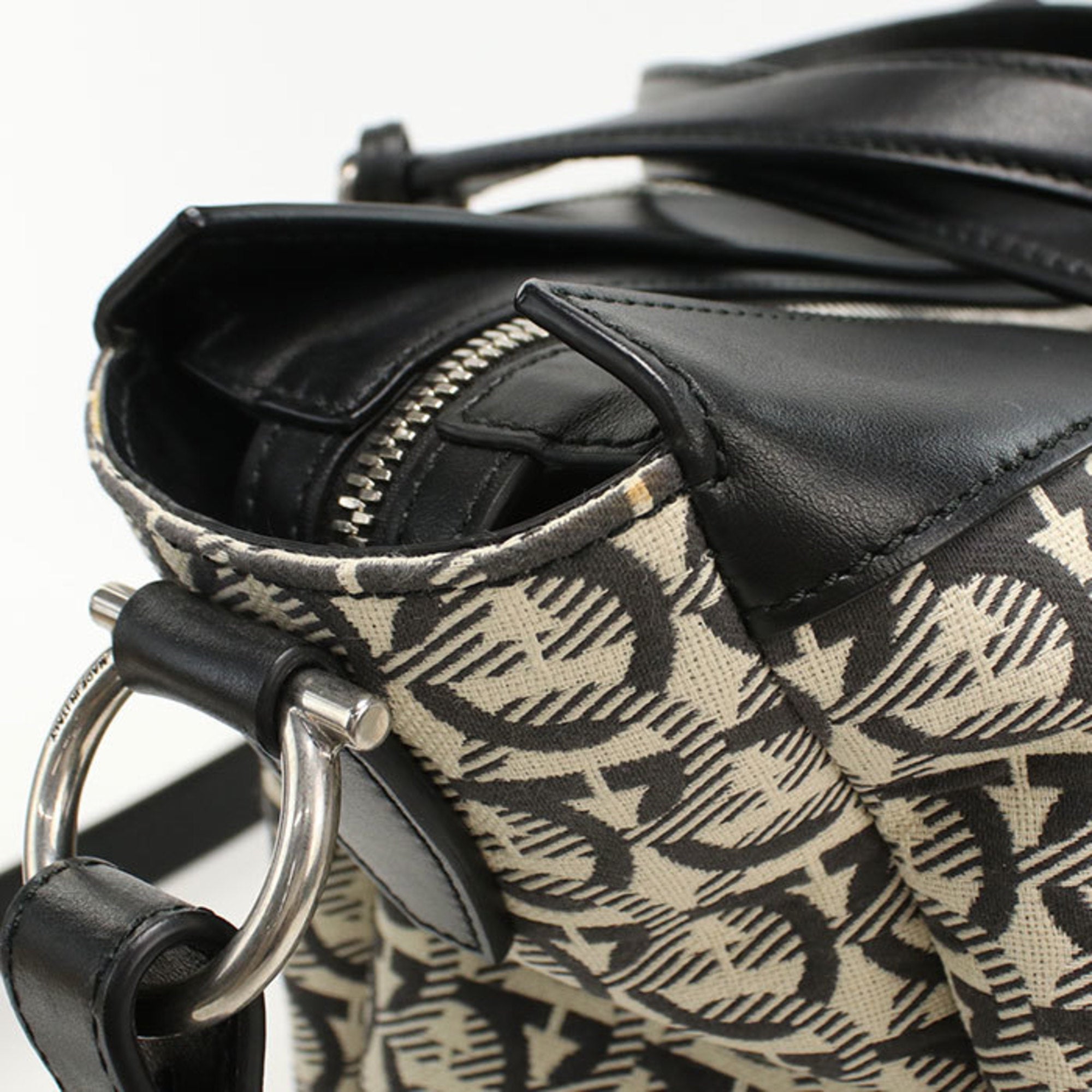Salvatore Ferragamo Gancini Black Jacquard Boston Bag (Pre-Owned)