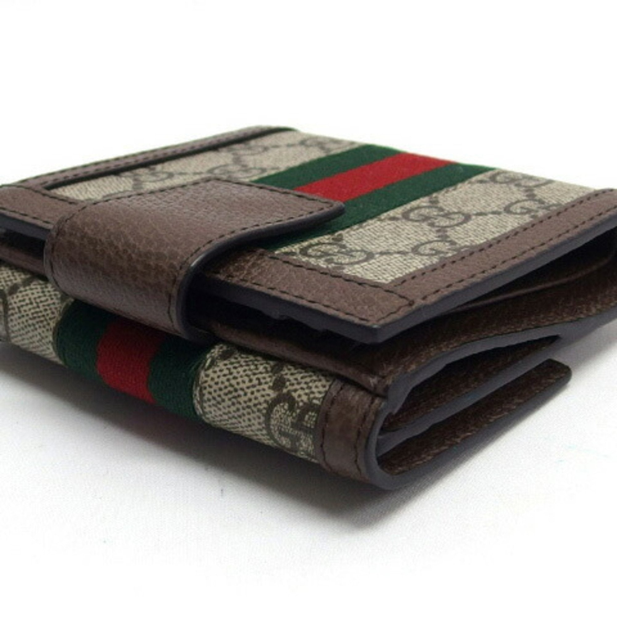 Gucci Gg Supreme Beige Dark Brown Gg Supreme Coin Purse/Coin Case (Pre-Owned)