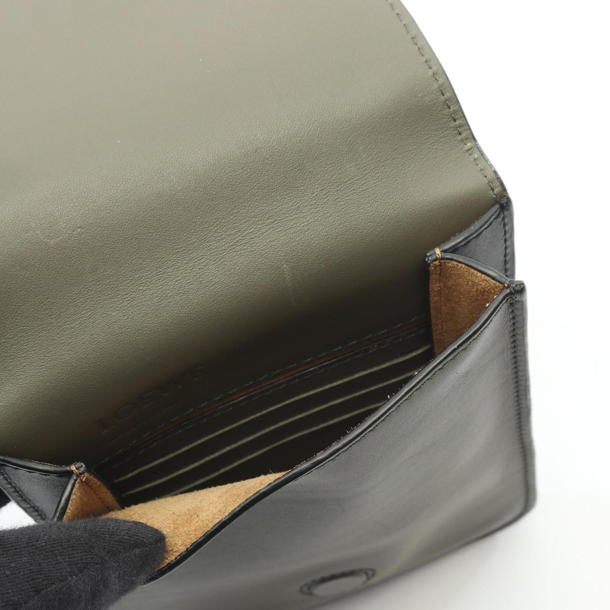 Loewe Black Khaki Leather Shoulder Bag Sling Bag (Pre-Owned)