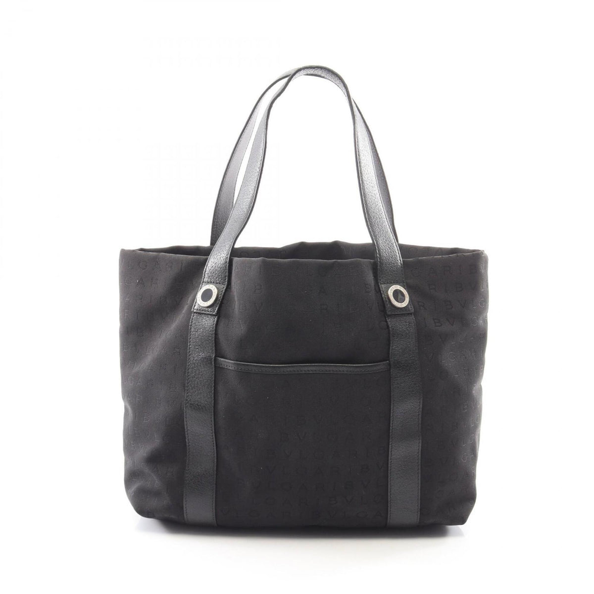 Bvlgari Black Canvas Leather Handbag Tote Bag (Pre-Owned)