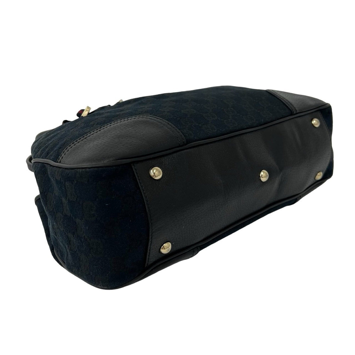 Gucci Black Canvas Leather Handbag Tote Bag (Pre-Owned)