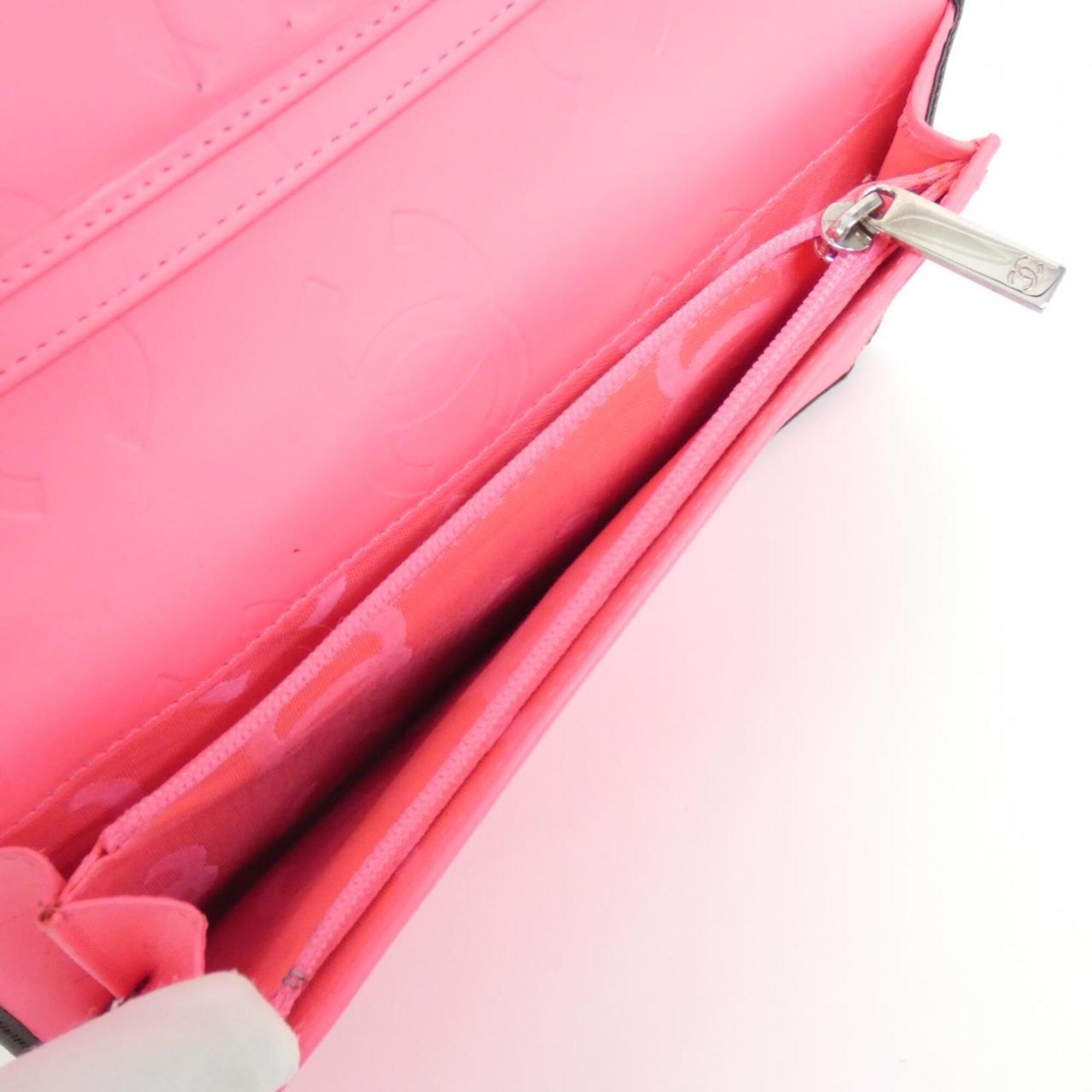 Chanel Black Pink Leather Long Wallet (Bi-Fold) (Pre-Owned)