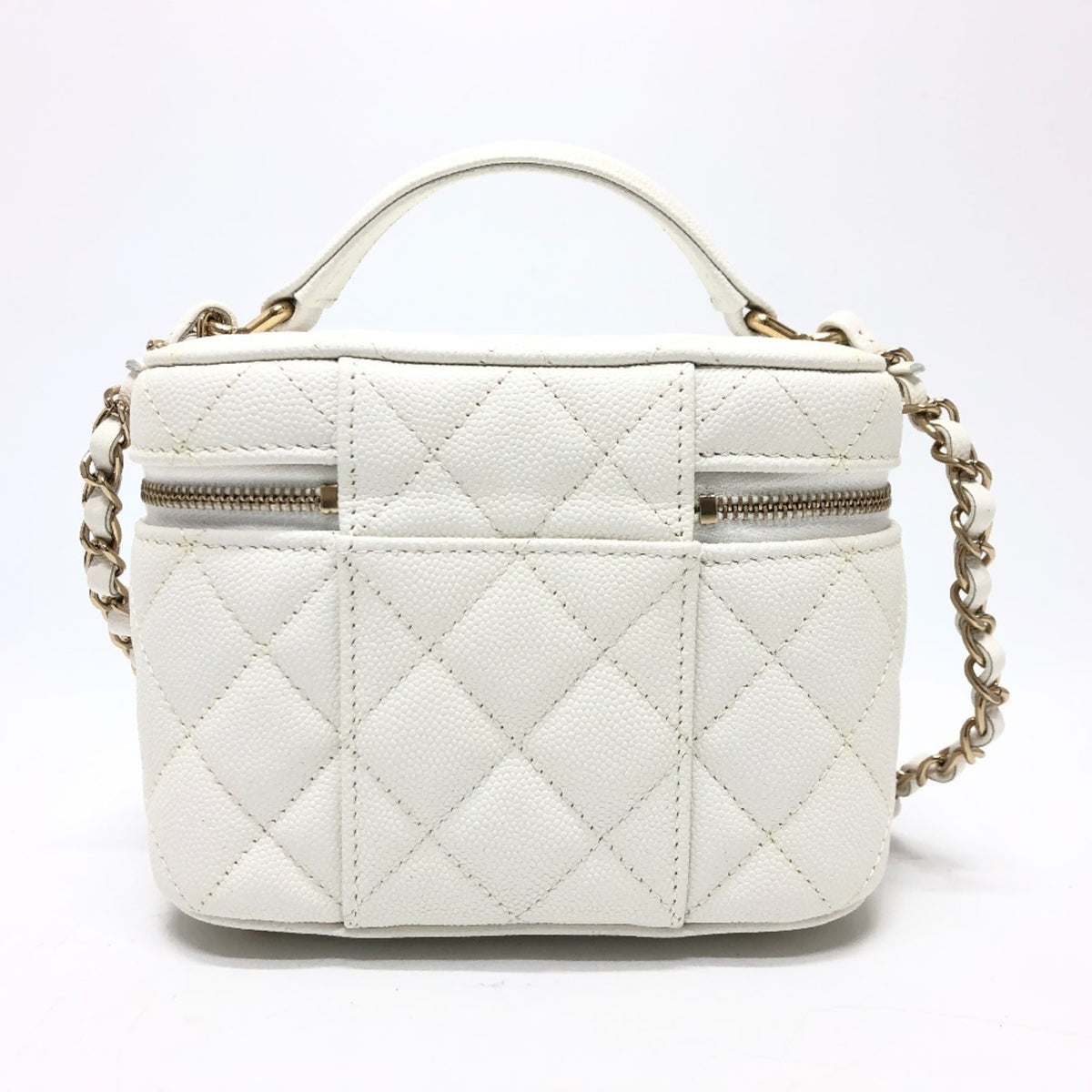 Chanel Caviar Skin White Caviar Leather Handbag Shoulder Bag Vanity Bag (Pre-Owned)