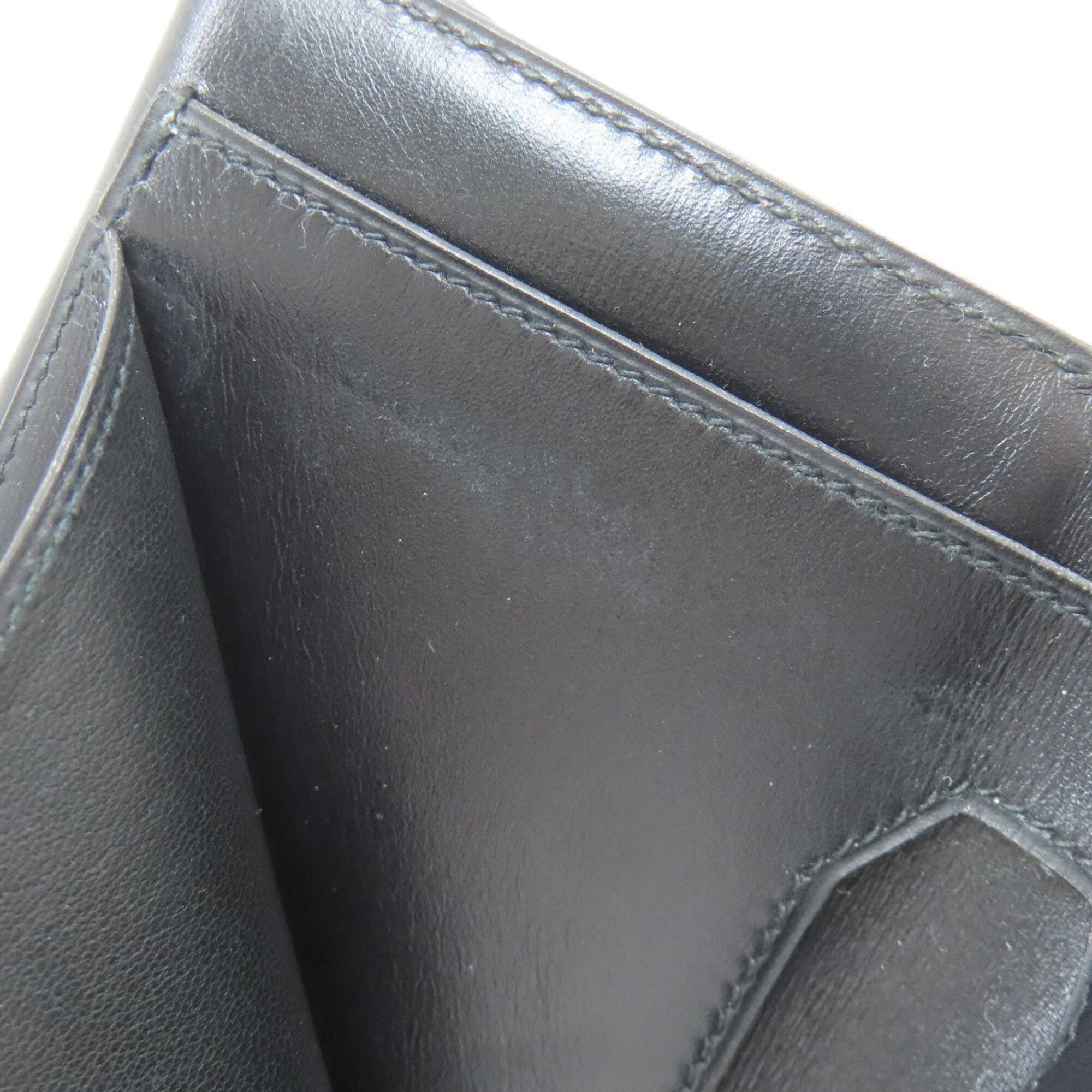 Hermes Black Box Calf Leather Wallet (Bi-Fold) (Pre-Owned)