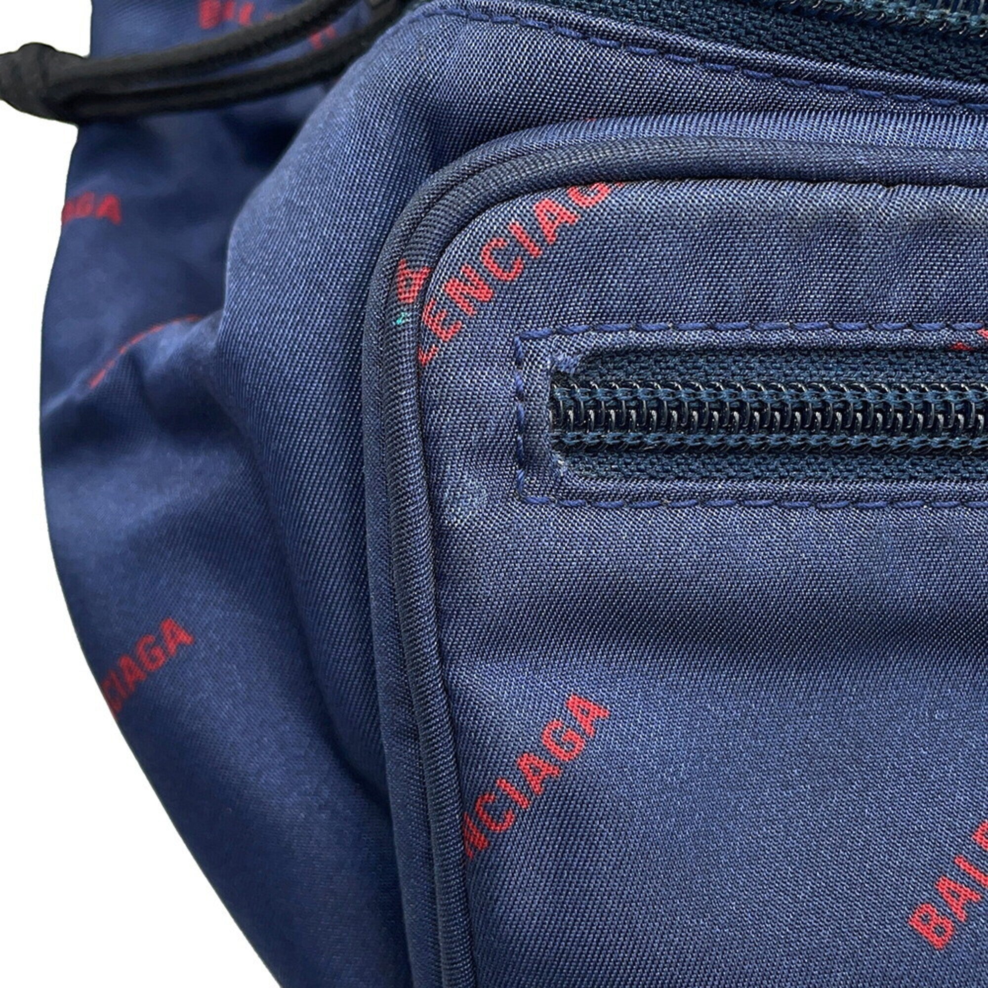 Balenciaga Navy Red Color Nylon Sling Bag (Pre-Owned)