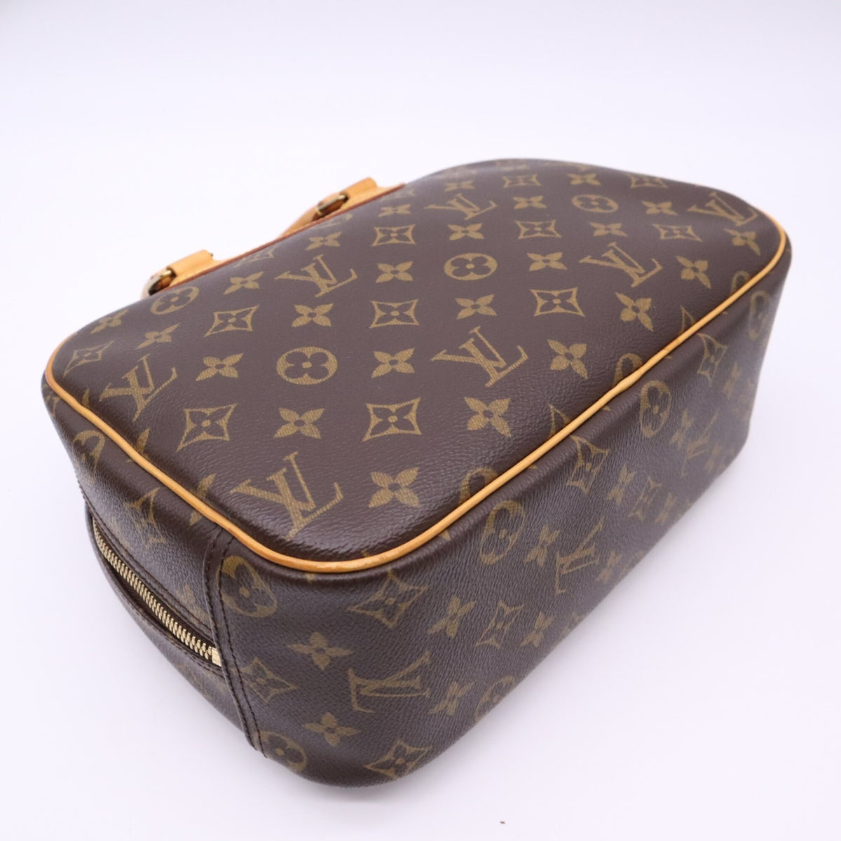 Louis Vuitton Monogram Beige Brown Coated Canvas Leather Handbag (Pre-Owned)