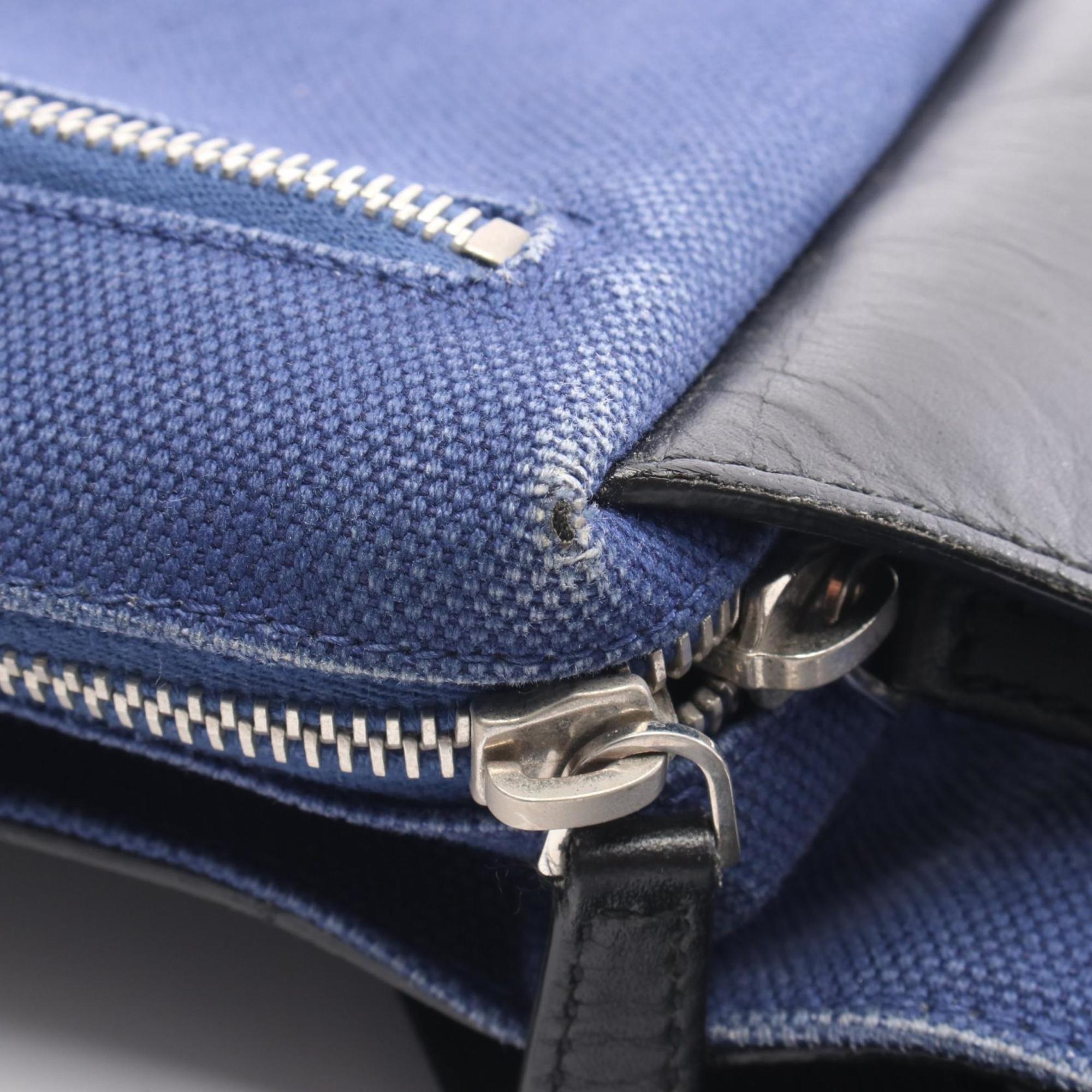 Balenciaga Black Navy Canvas Leather Fanny Pack (Pre-Owned)