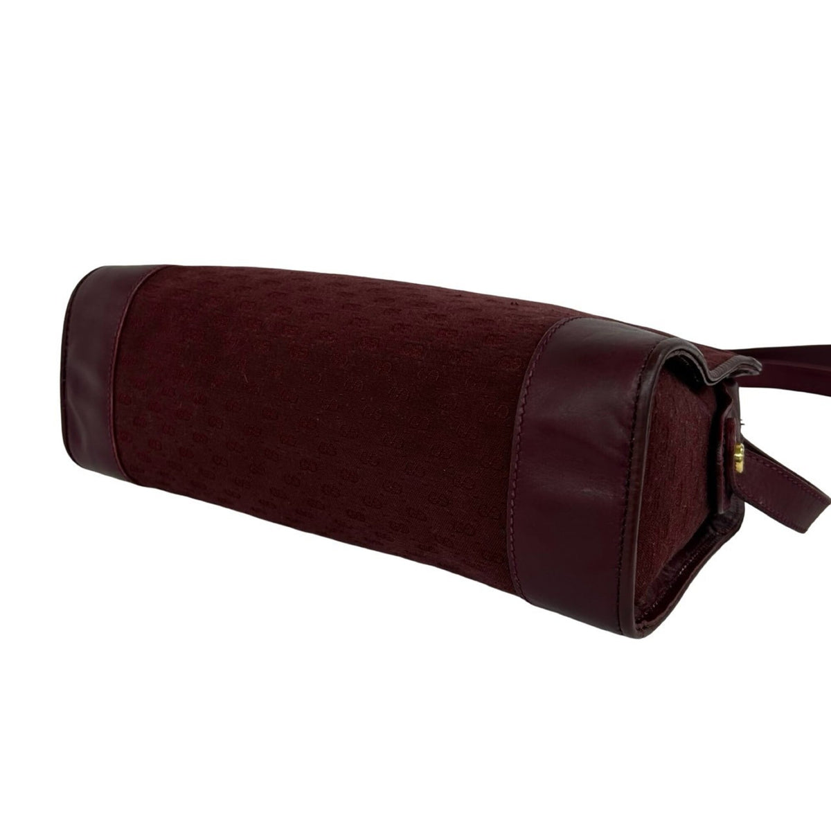 Gucci Navy Red Color Wine Canvas Leather Shoulder Bag (Pre-Owned)