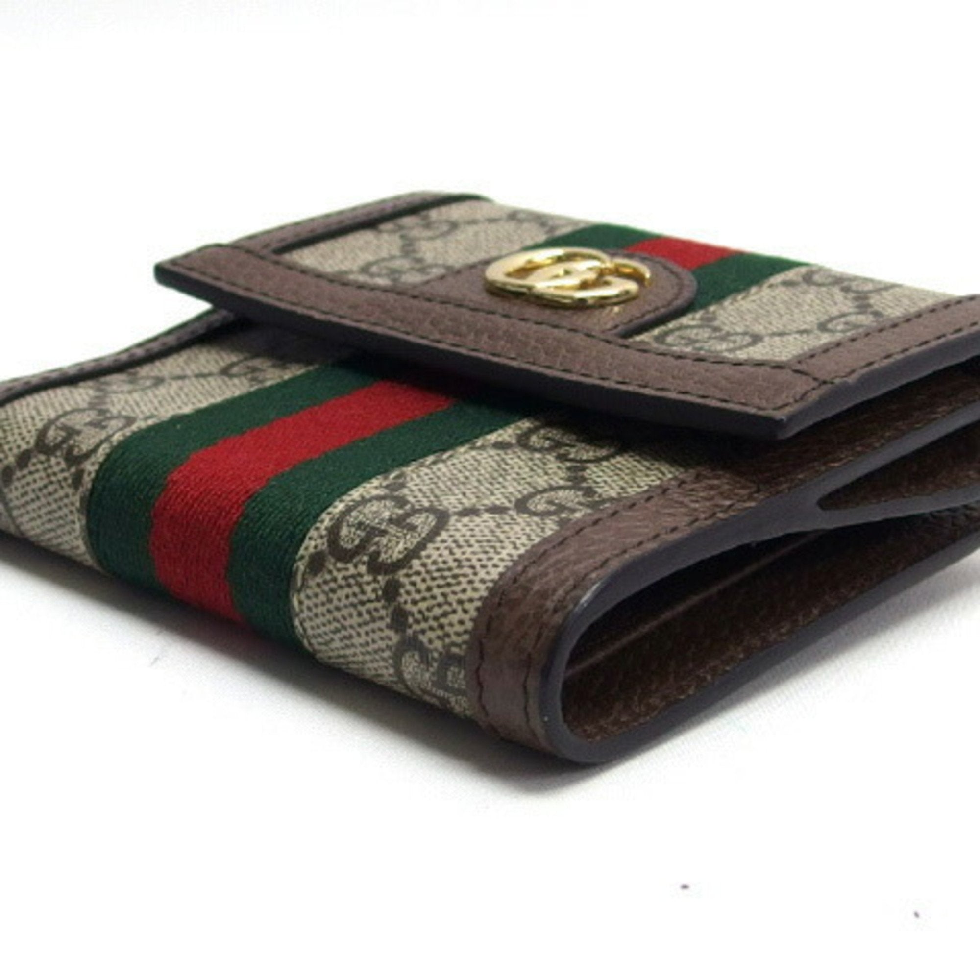 Gucci Gg Supreme Beige Dark Brown Gg Supreme Coin Purse/Coin Case (Pre-Owned)