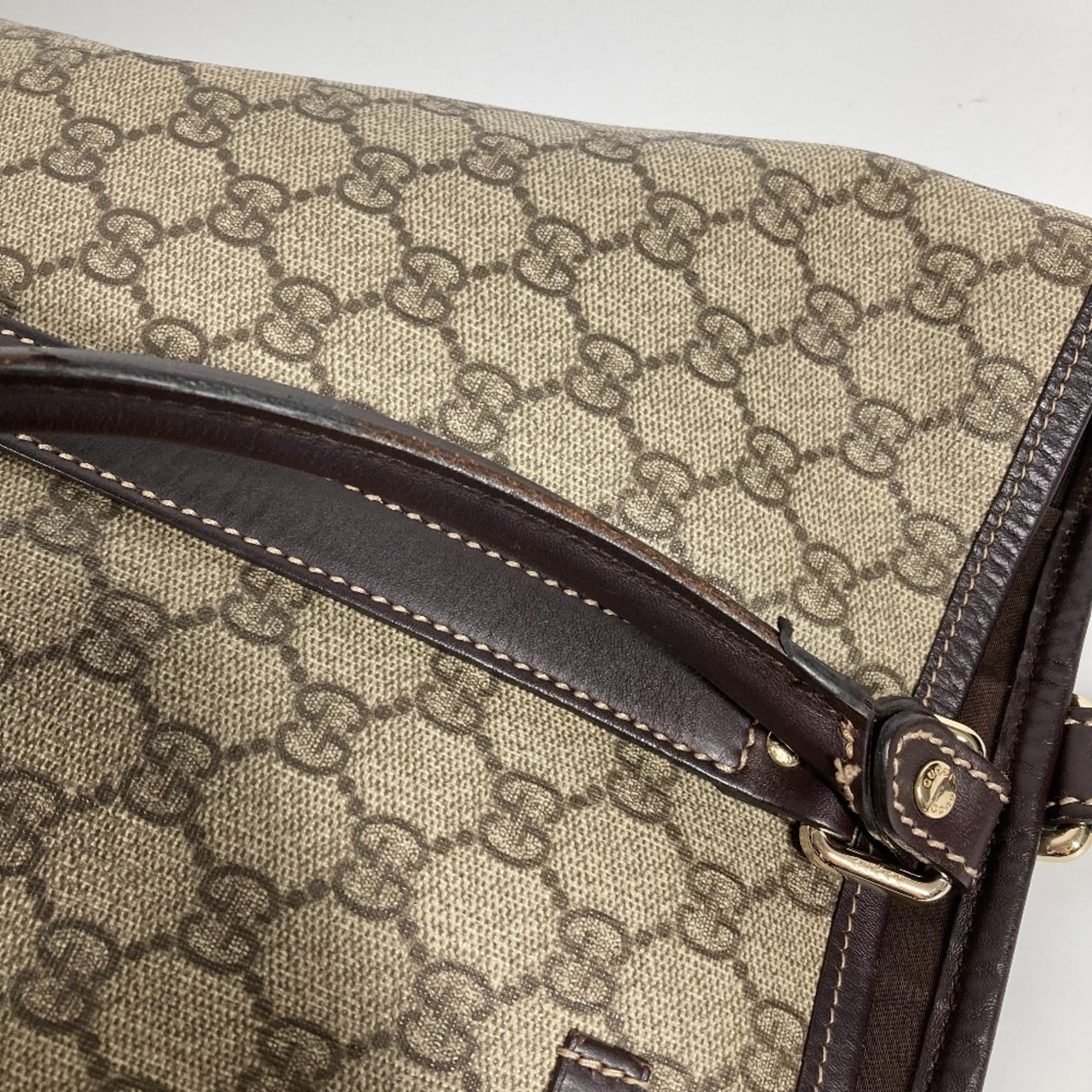 Gucci Gg Plus Beige Dark Brown Gg Plus Shoulder Bag Tote Bag (Pre-Owned)
