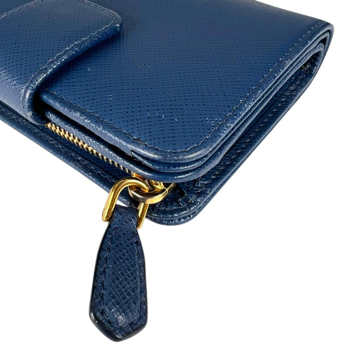 Prada Saffiano Blue Leather Wallet (Bi-Fold) (Pre-Owned)