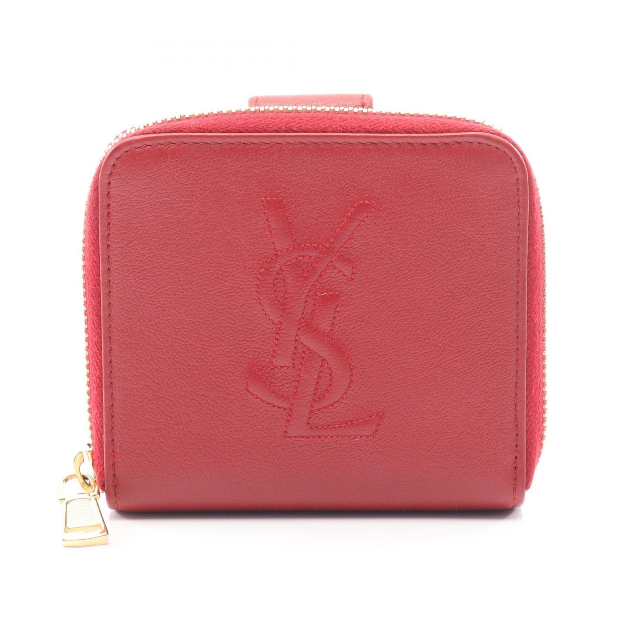 Yves Saint Laurent Red Color Leather Wallet (Bi-Fold) (Pre-Owned)