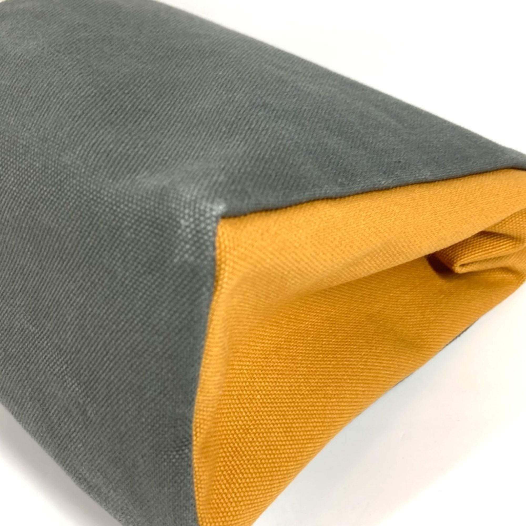 Hermes Gray Yellow Cotton Clutch Bag Pouch (Pre-Owned)