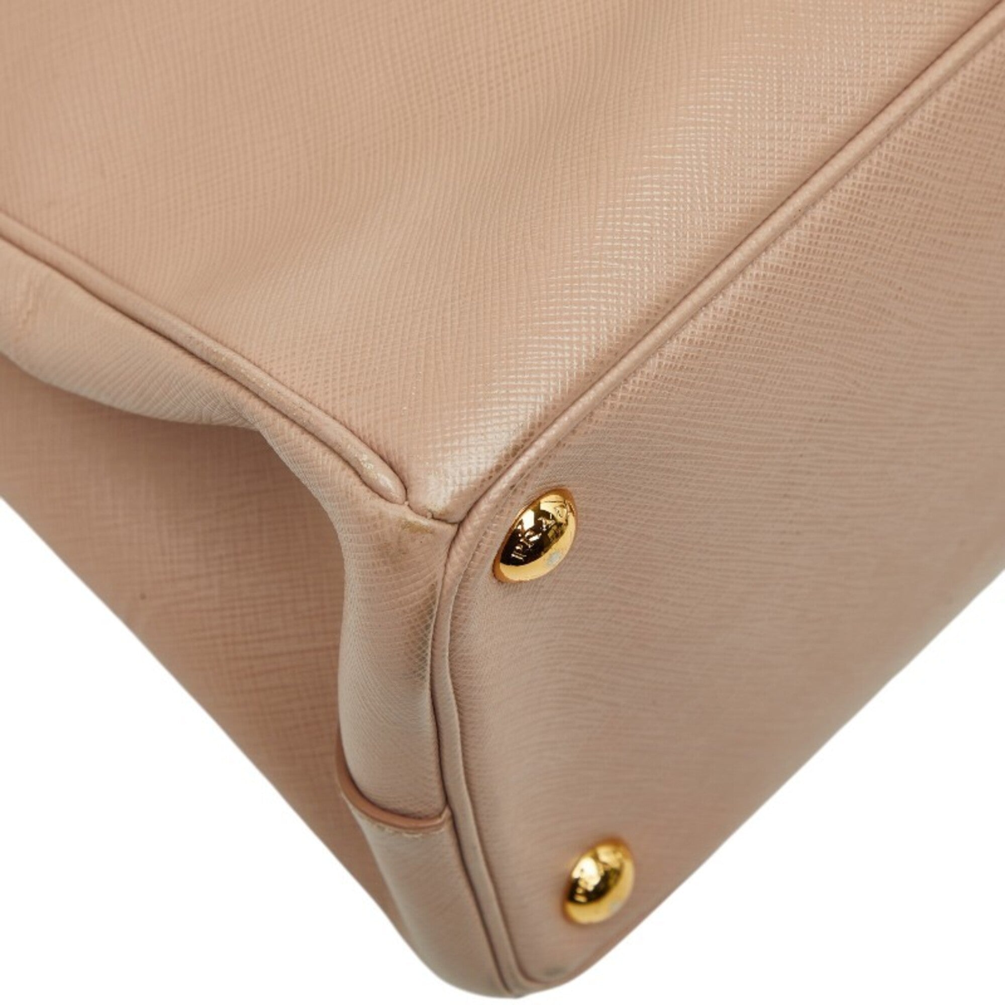 Prada Beige Saffiano Triangle Leather Handbag Shoulder Bag (Pre-Owned)