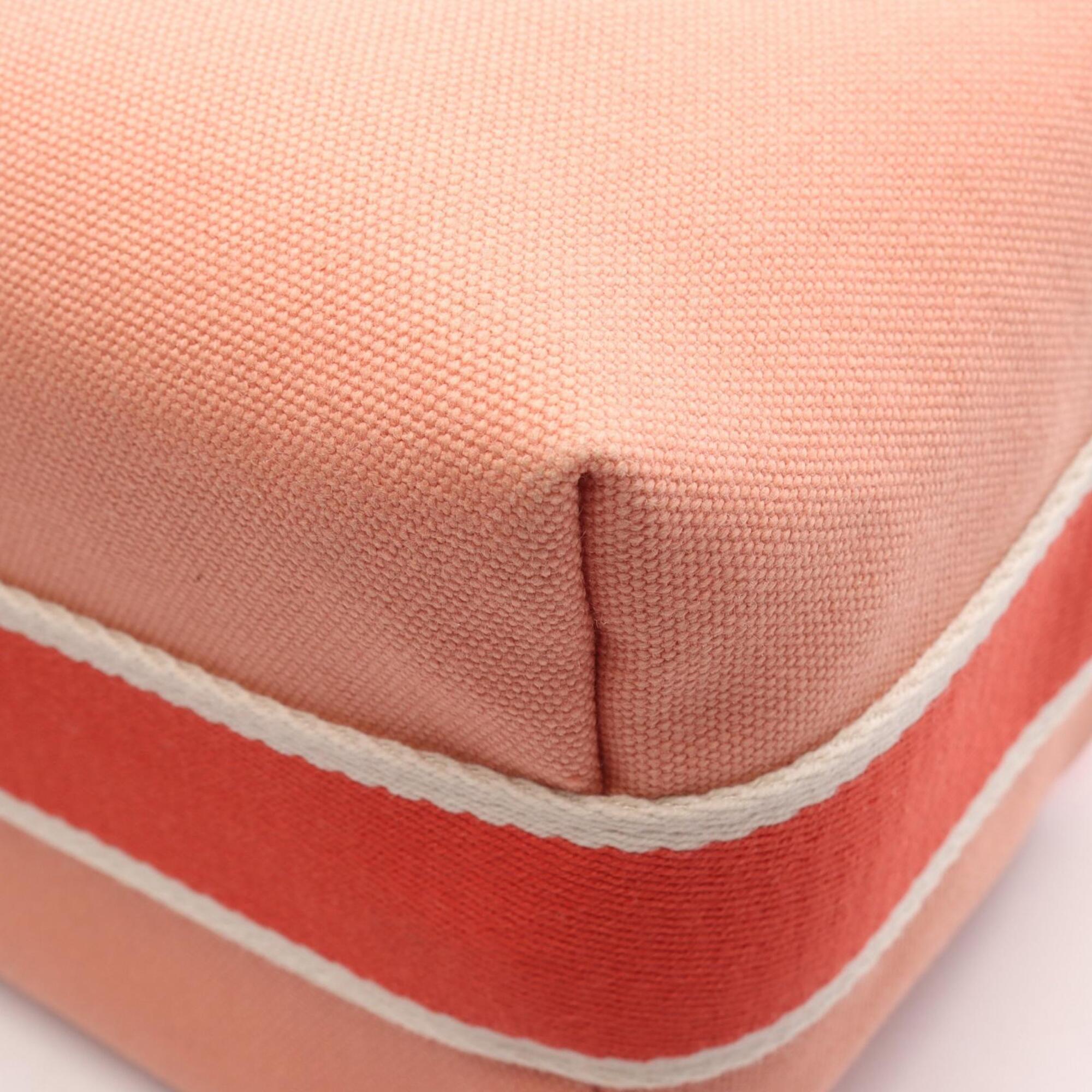 Hermes Pink Red Color Canvas Handbag (Pre-Owned)