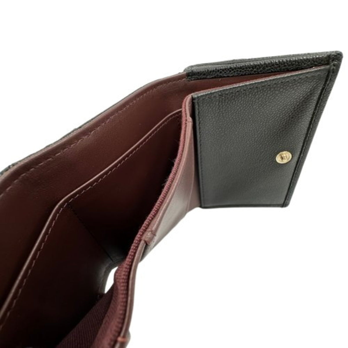 Chanel Black Grained Calfskin Wallet (Tri-Fold) (Pre-Owned)