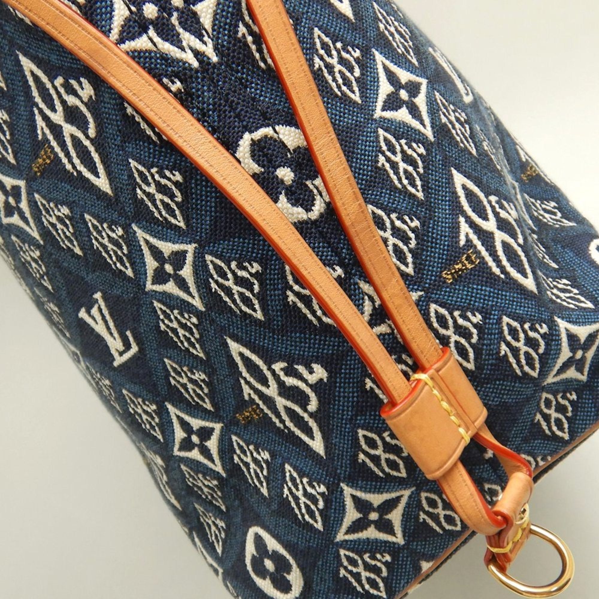 Louis Vuitton Blue Monogram Monogram Cotton Canvas Leather Tote Bag (Pre-Owned)