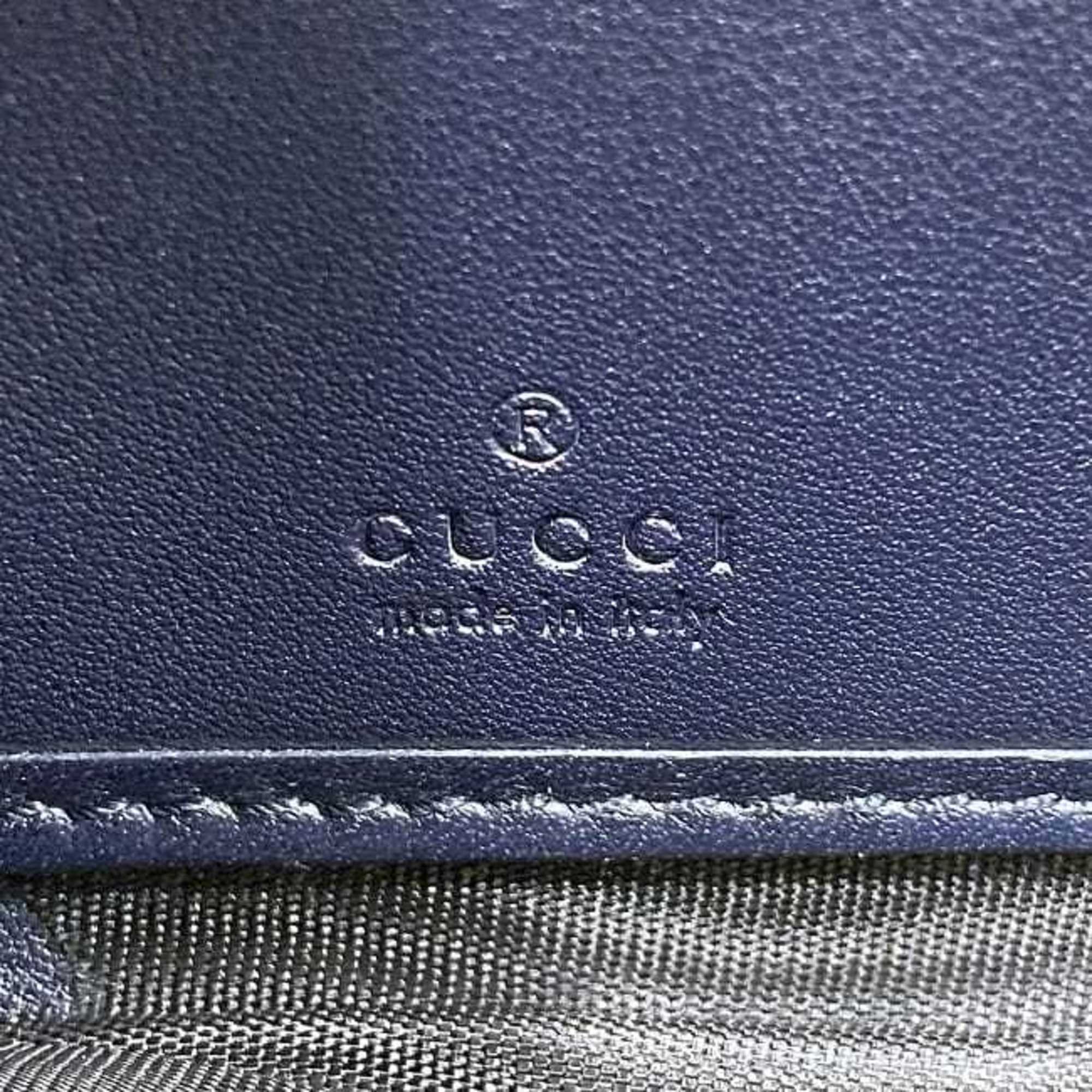 Gucci Navy Leather Long Wallet (Bi-Fold) (Pre-Owned)