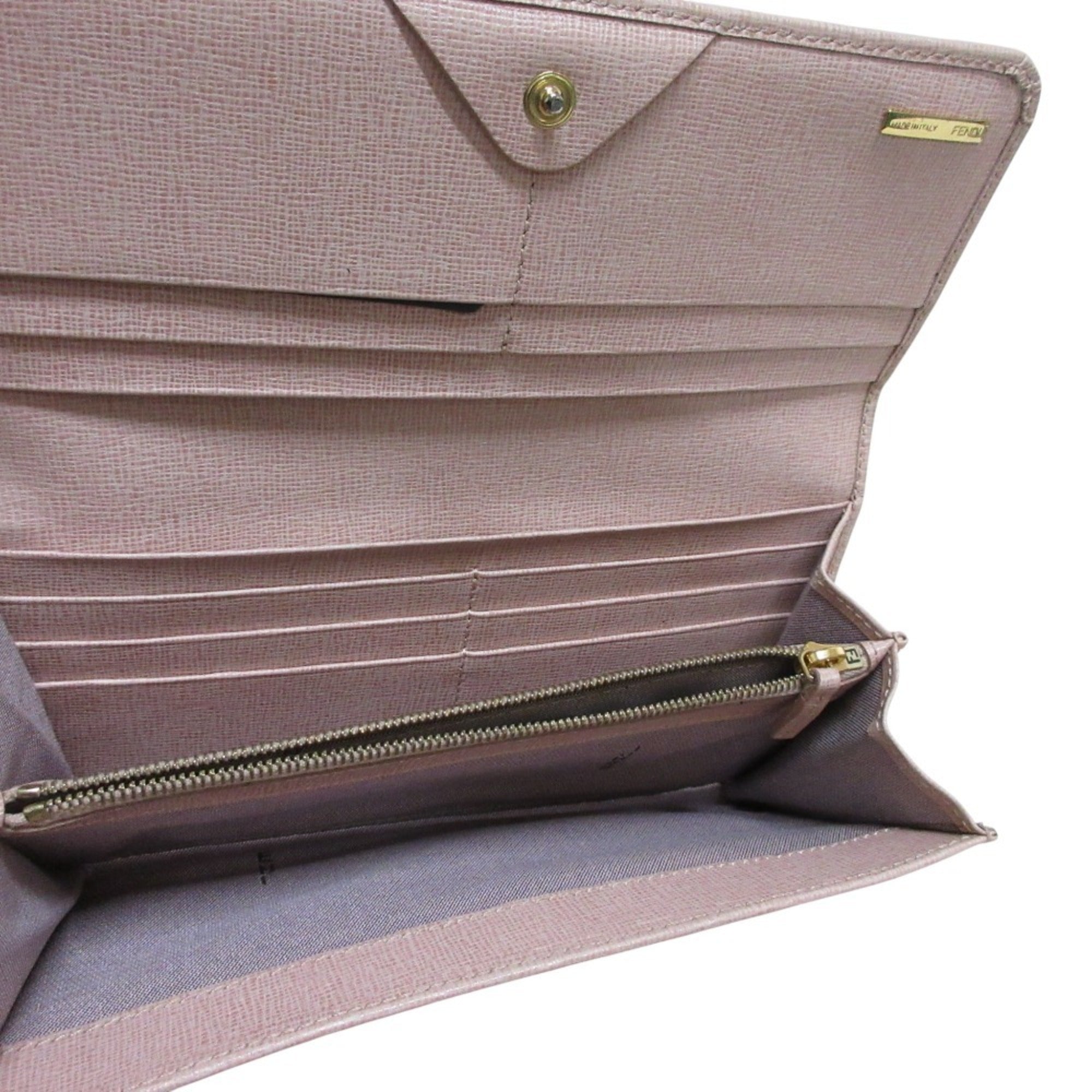 Fendi Pink Leather Long Wallet (Bi-Fold) (Pre-Owned)