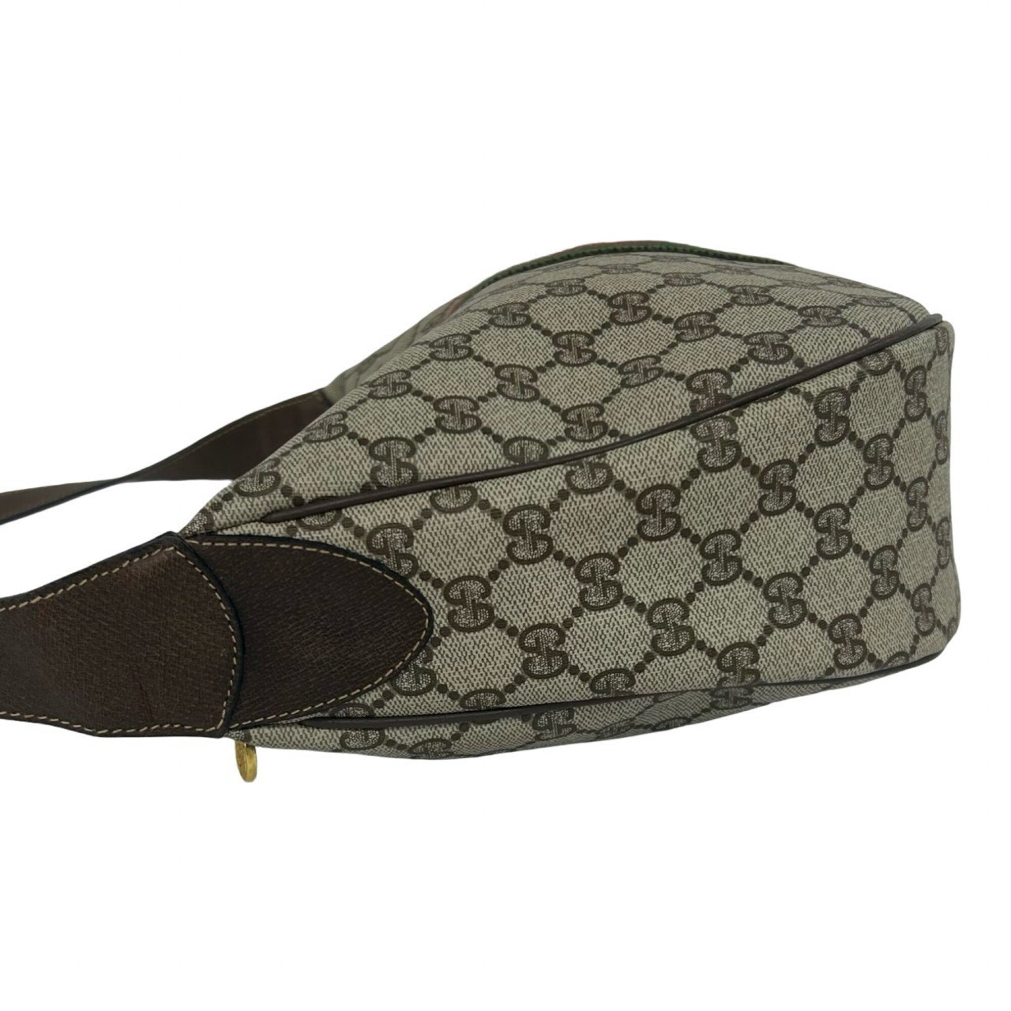 Gucci Brown Green Red Color Leather Pvc Shoulder Bag (Pre-Owned)